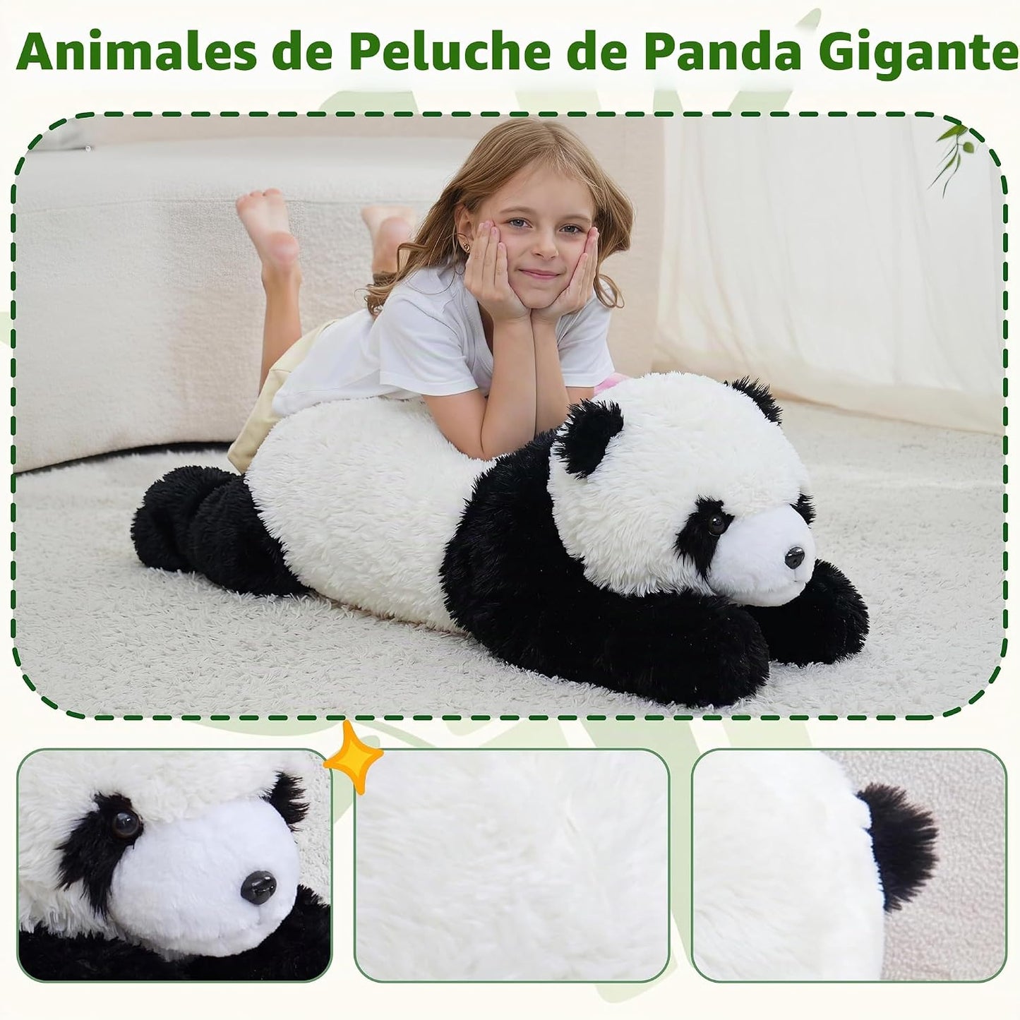 Panda Jrystar | Tamaño grande: 33 pulgadas (blanco y negro), regalo...