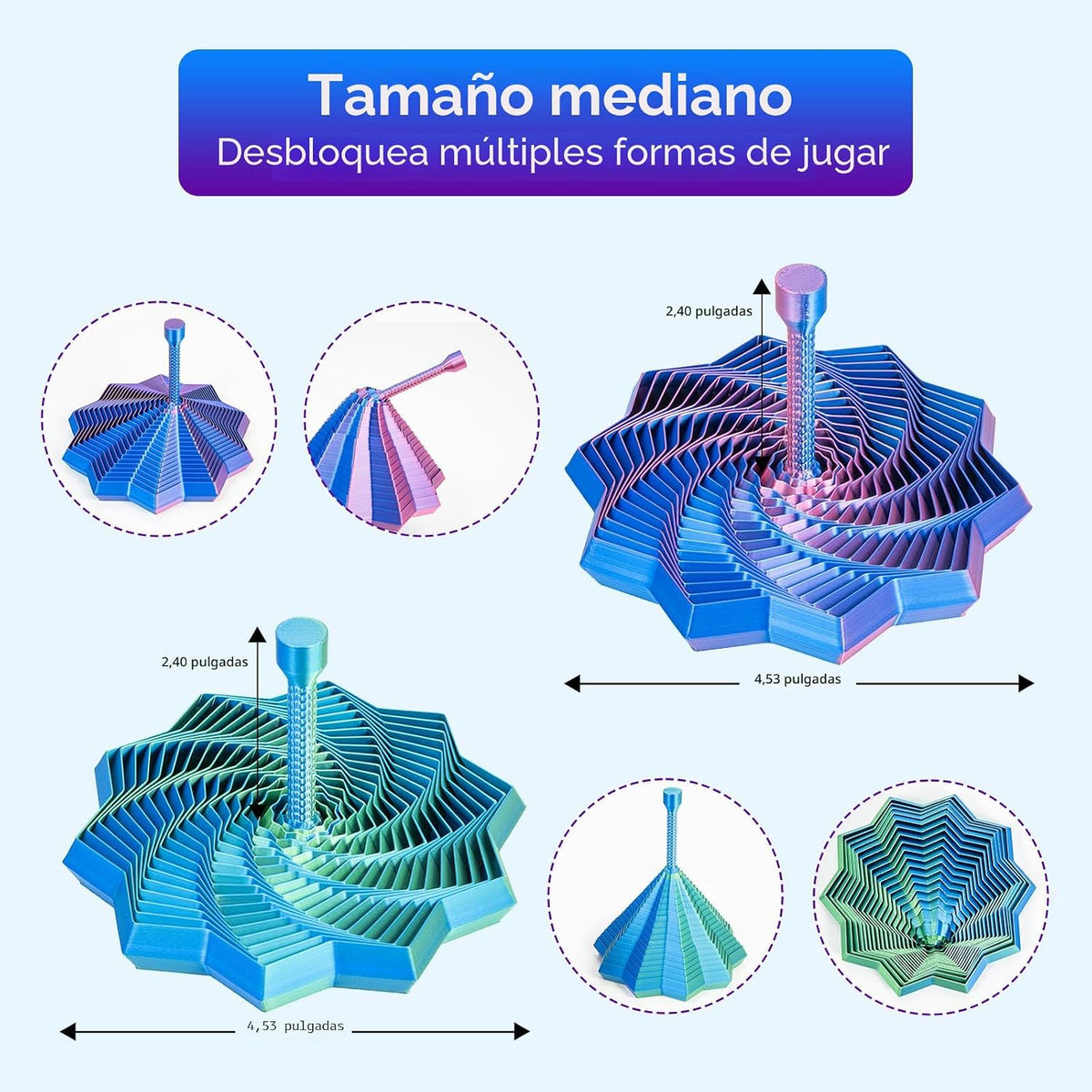 KEZPO Estrella antiestrés expandible impresa en 3D con mango reforz...