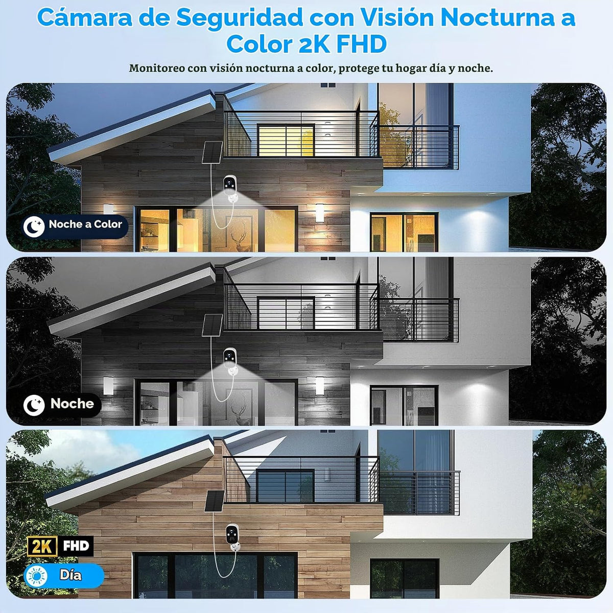 Poyasilon Paquete de 2 cámaras solares de seguridad inalámbricas pa...