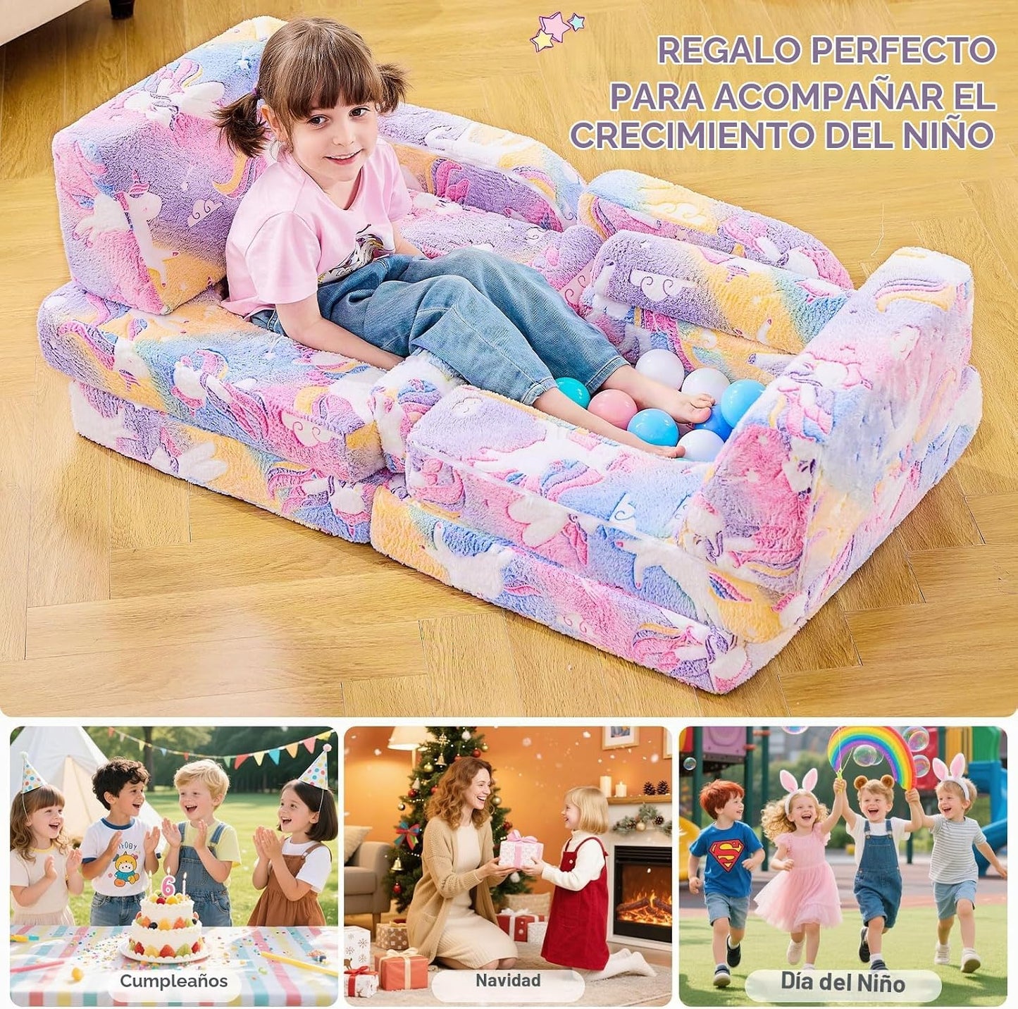 Sofá Modular Infantil de Juego IFNOW, Sofá para Niños Pequeños, Sof...