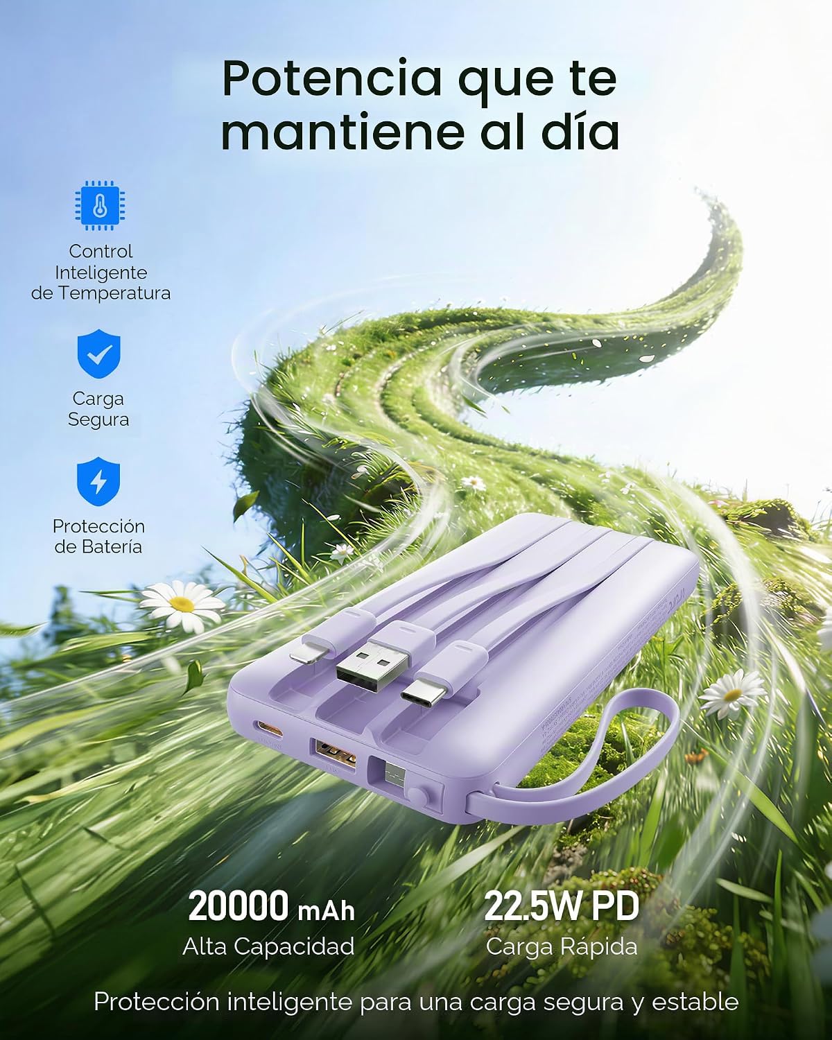 VRURC Cargador portátil delgado de 20000 mAh, 22.5 W PD de carga rá...