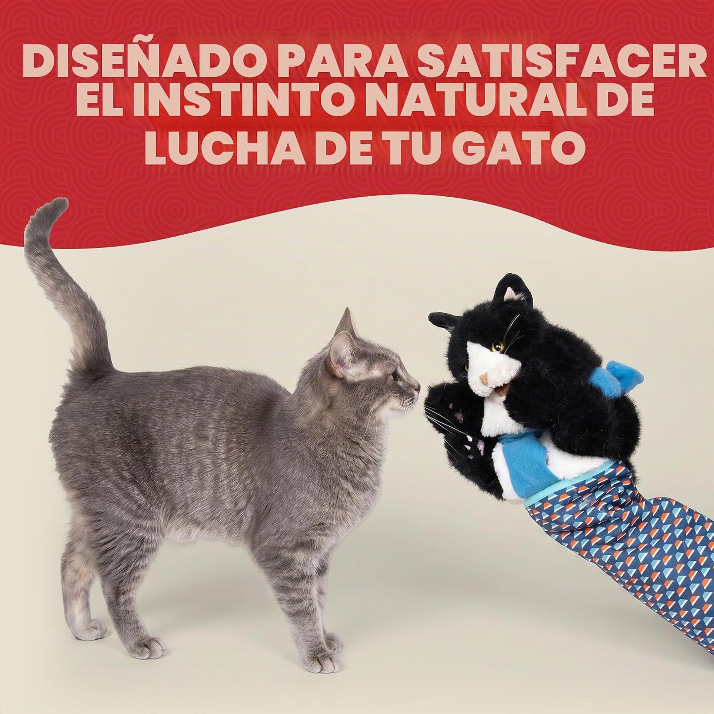 CATSUMO Juguete de marioneta de guante de lucha para gatos, guante...
