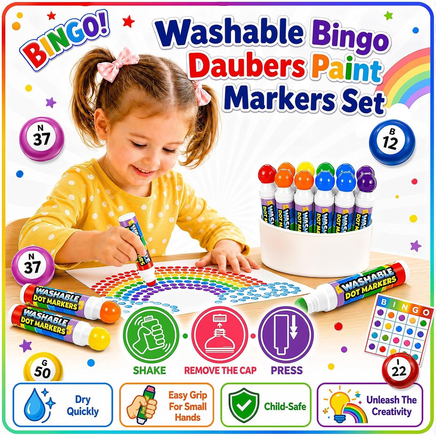 Crtiin 72 marcadores de puntos de Bingo Daubers a granel de 0.5 onz...