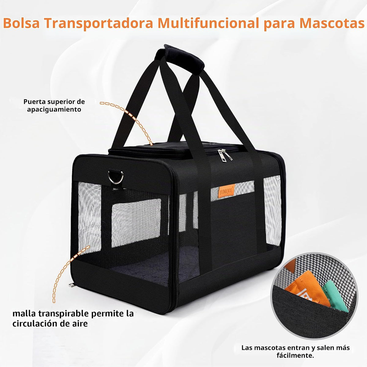 YUNIQUE Transportador de gatos y perros de lados suaves para mascot...