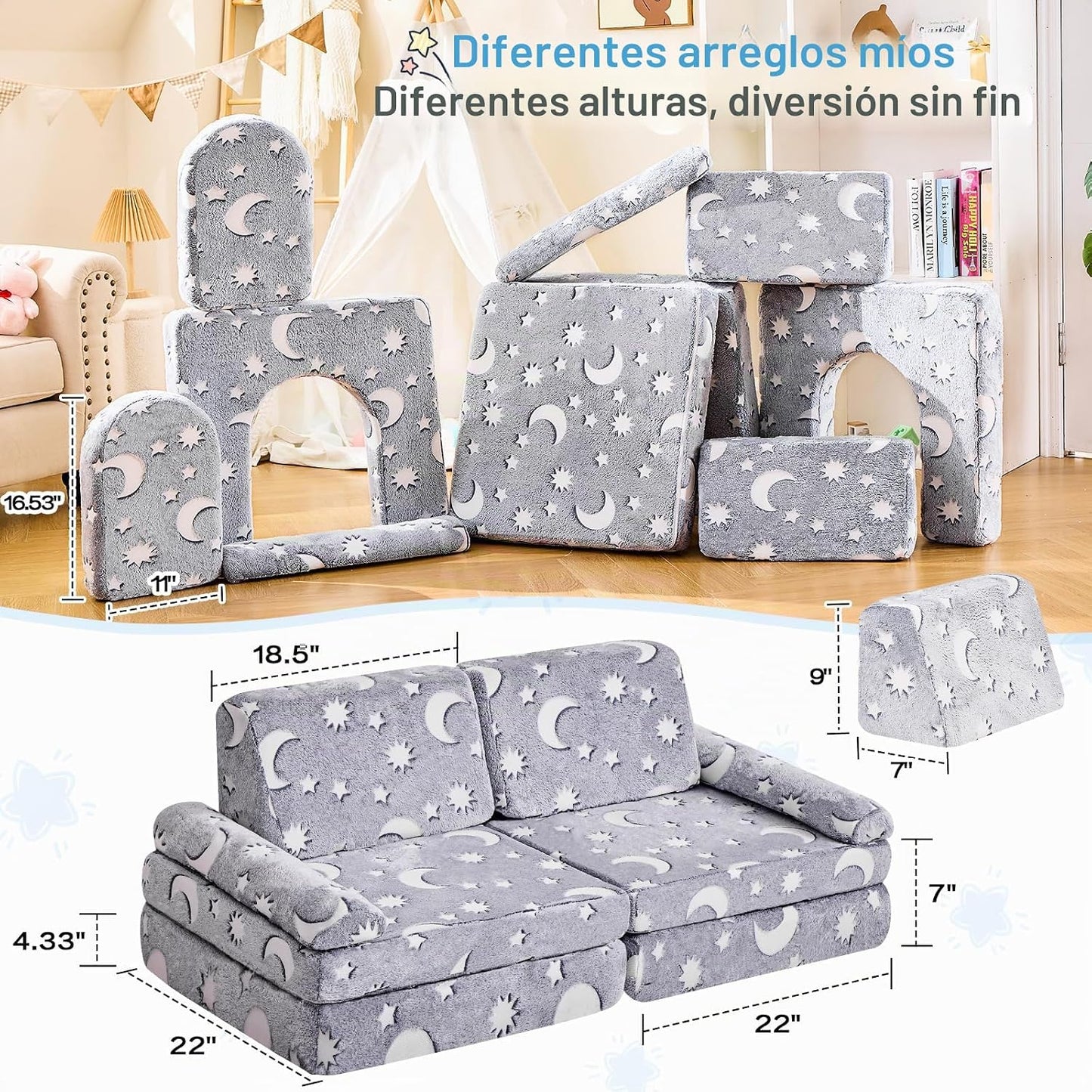 Sofá Modular para Niños de IFNOW, Sofá para Niños Pequeños, Sofá Se...