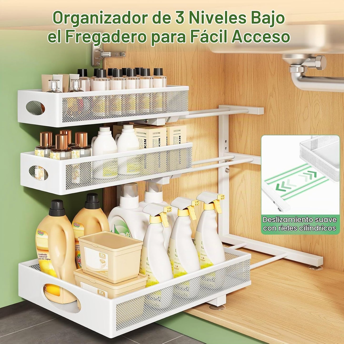 Kitstorack Organizador para debajo del fregadero, paquete de 2 unid...