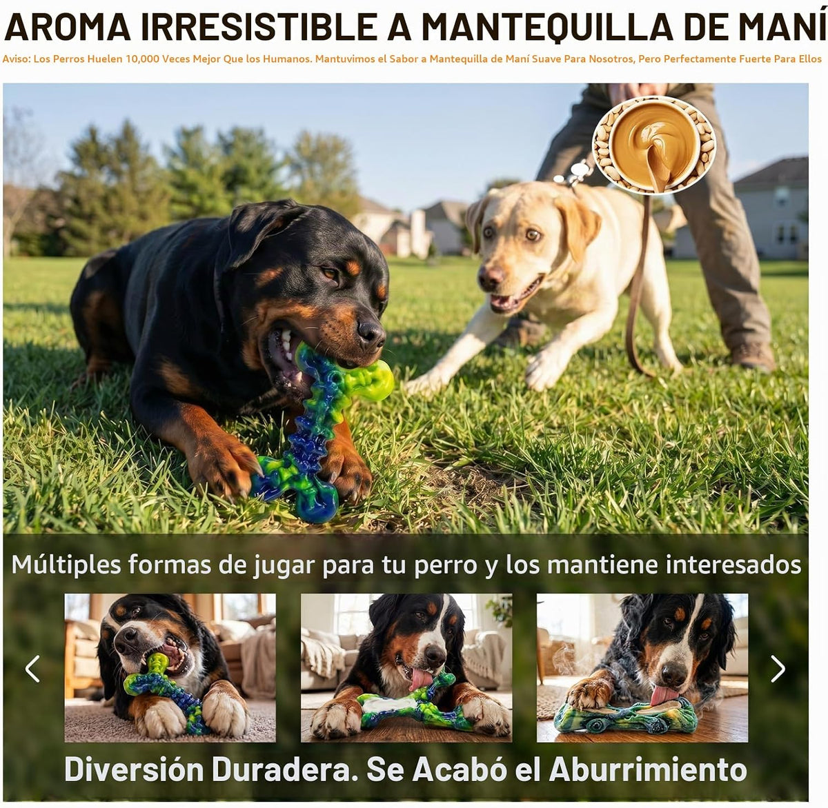 Kseroo Juguetes masticables para perros, paquete de 3, mantequilla...