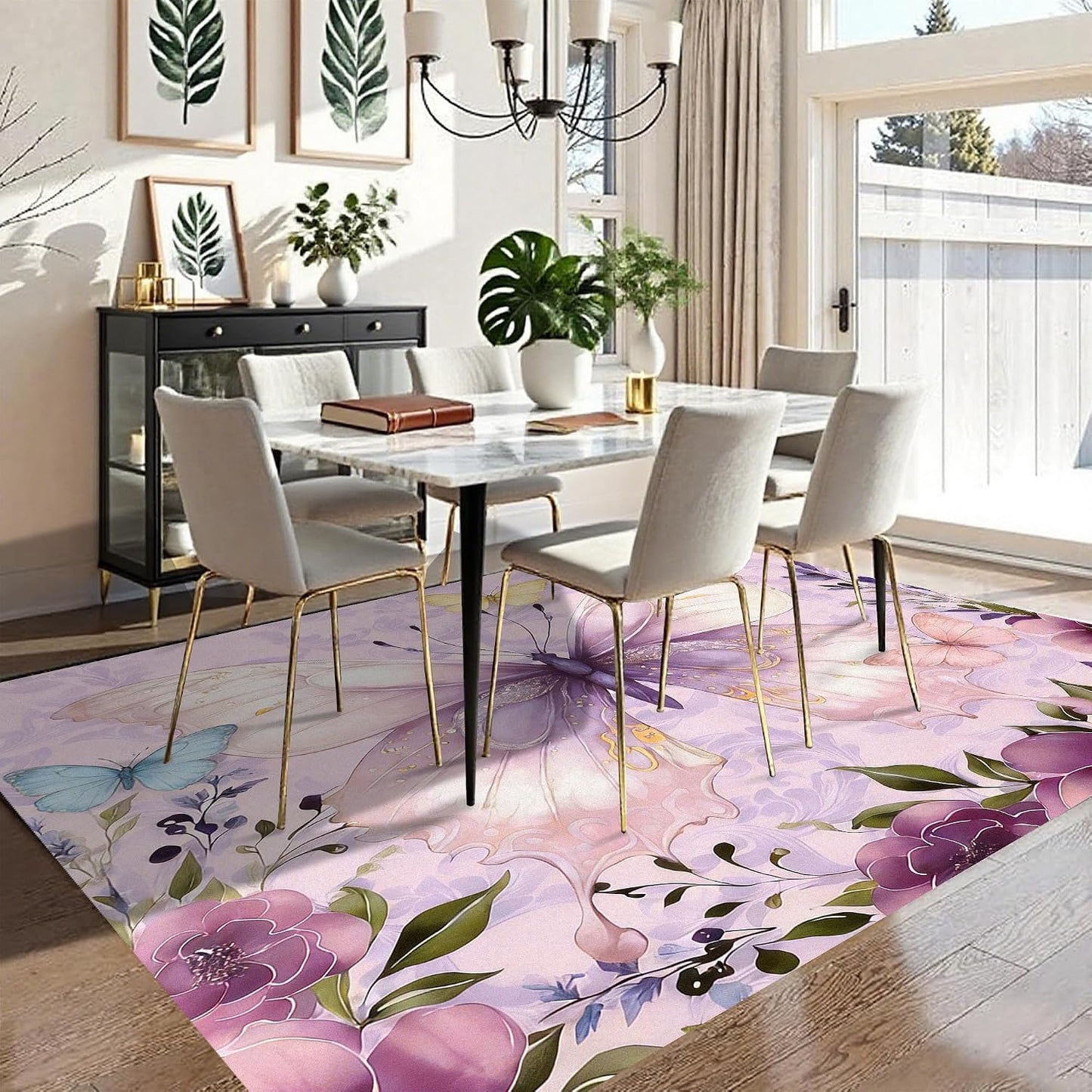 VTKON Alfombra de área de mariposa de 6 x 9 pies para sala de estar...