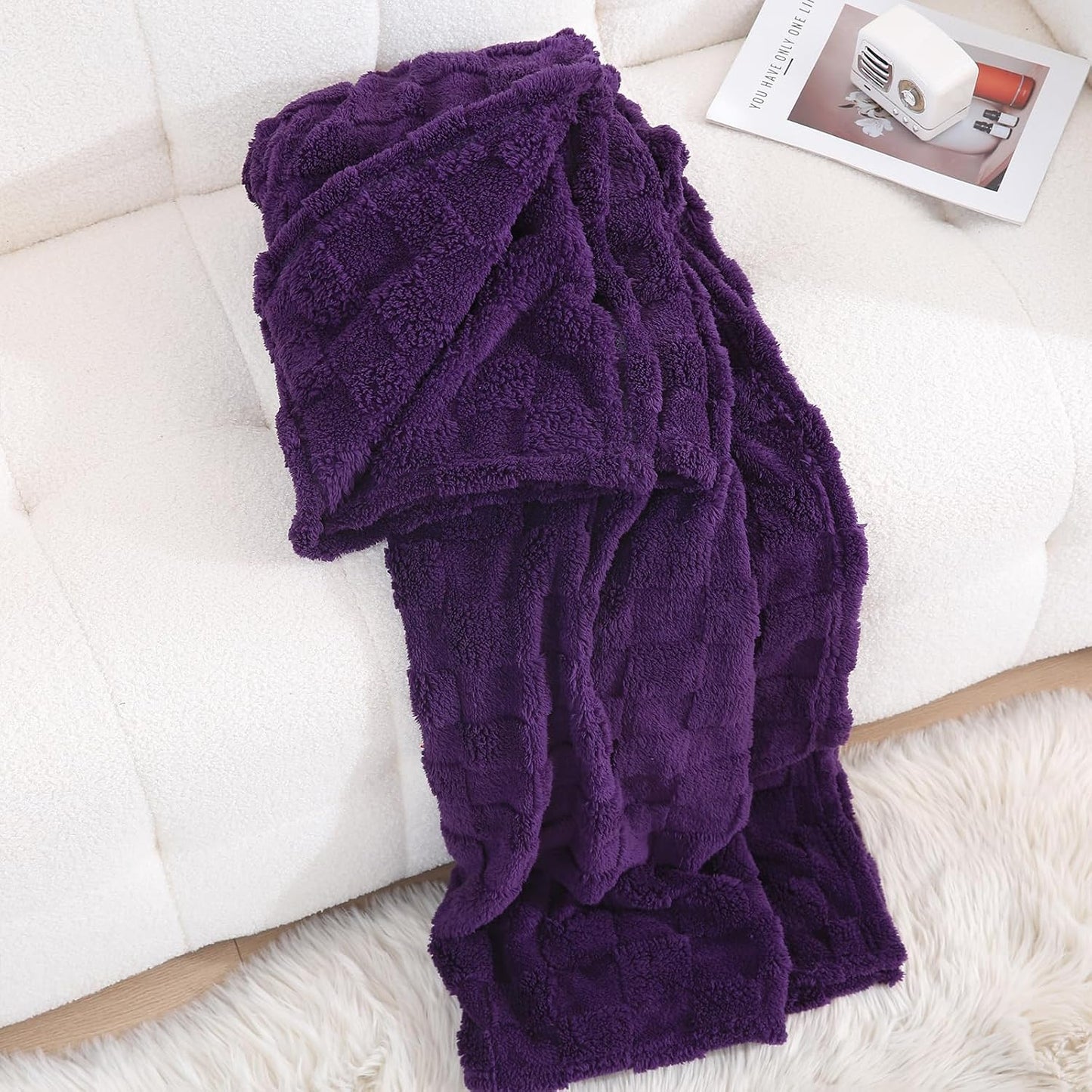 Linecooo Manta de forro polar morado profundo de 50 x 60 pulgadas,...