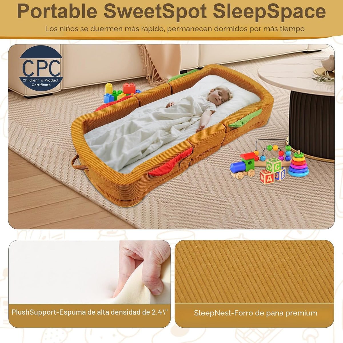 liftoza - Cama de viaje para niños pequeños, estilo sándwich, camas...