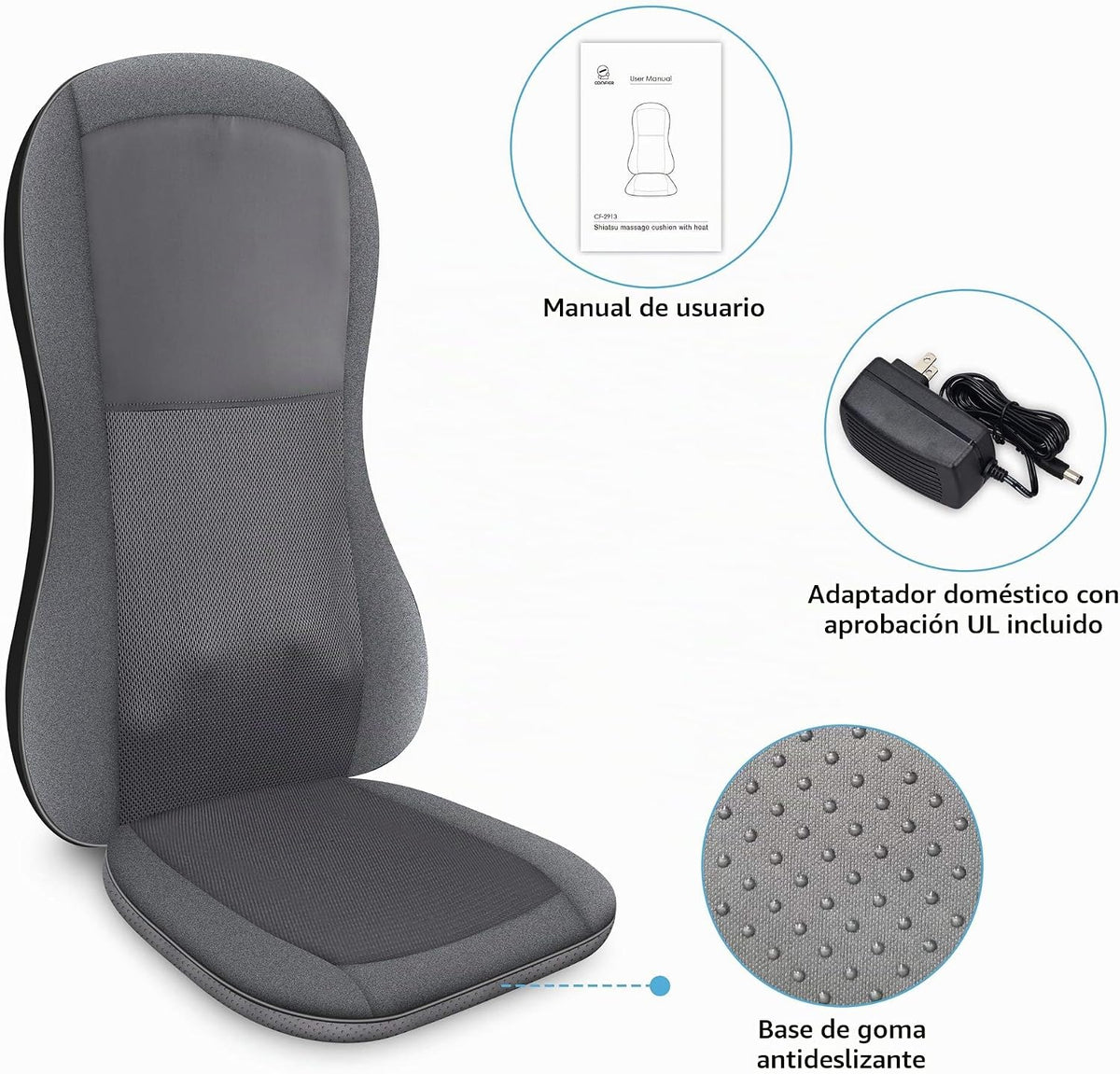 COMFIER Shiatsu - Masajeador de espalda con calor, almohadilla para...