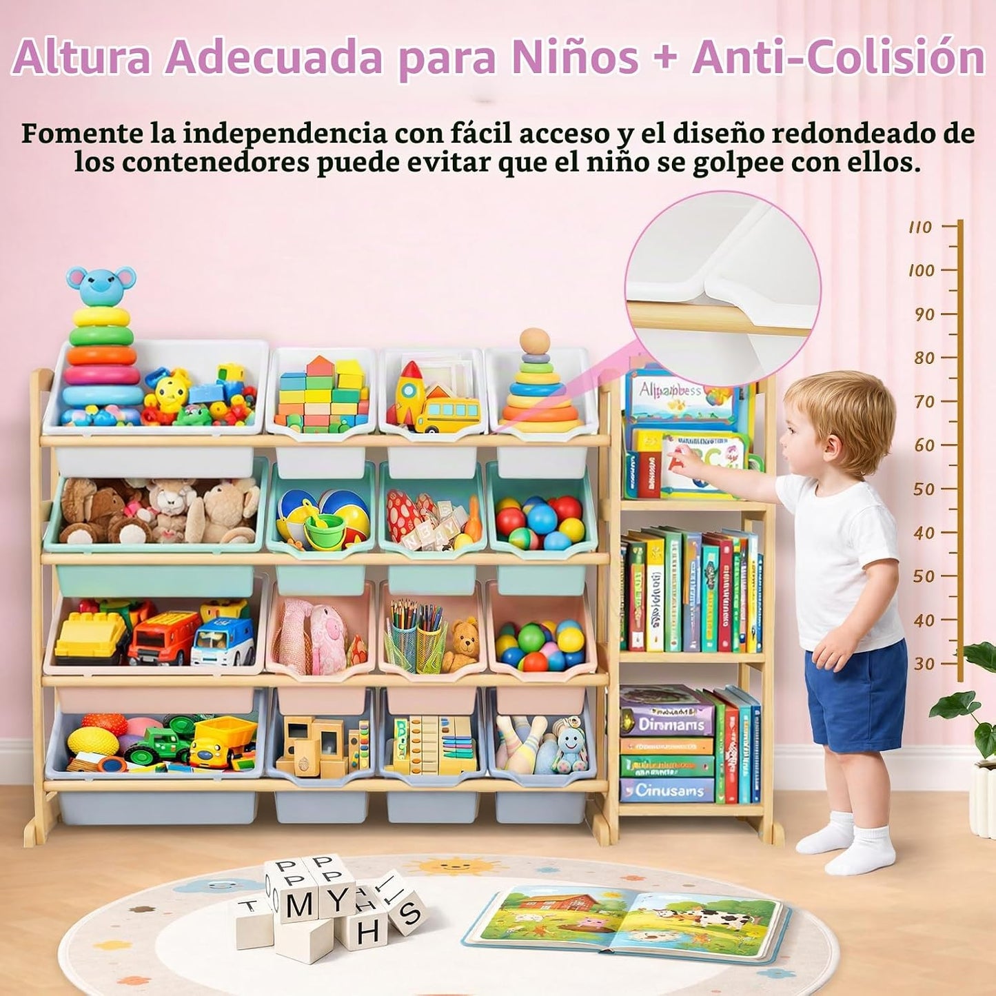 Etitlly Organizador de almacenamiento de juguetes para niños con es...