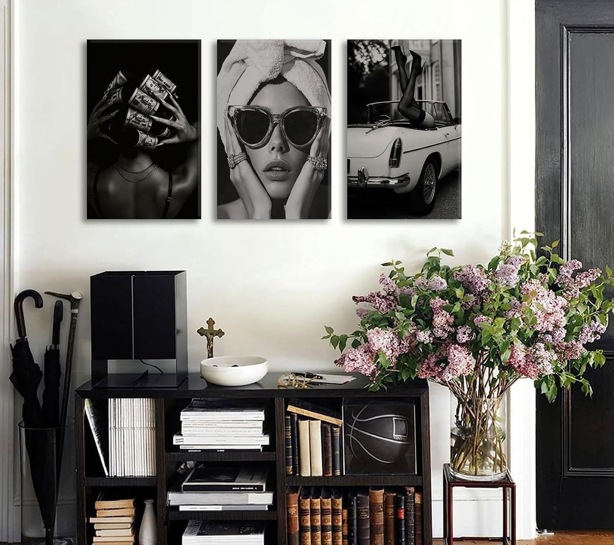Lienzo de moda para mujer, arte de pared en blanco y negro, decorac...