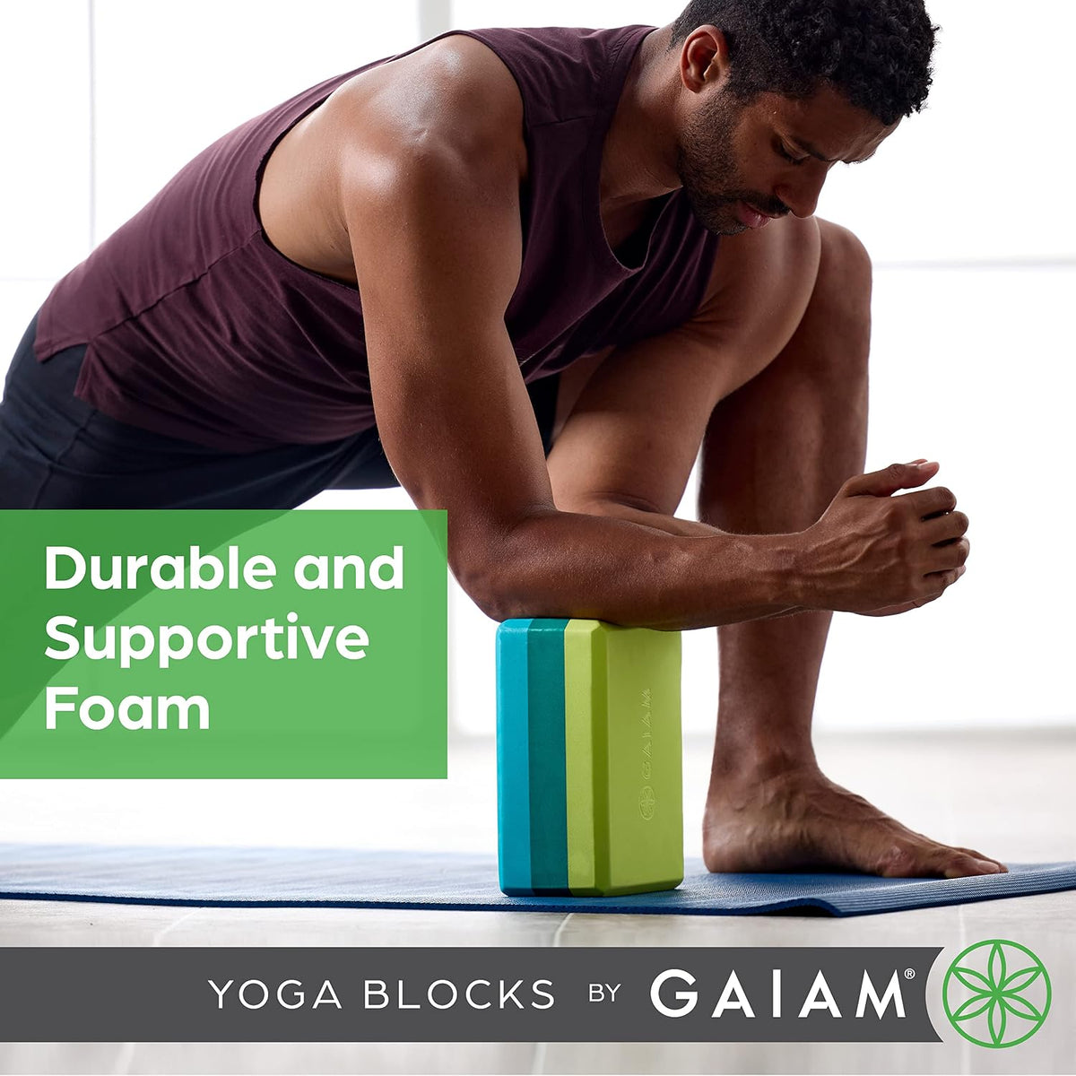 Bloque de yoga Gaiam, espuma EVA para equilibrio y estiramiento (1...