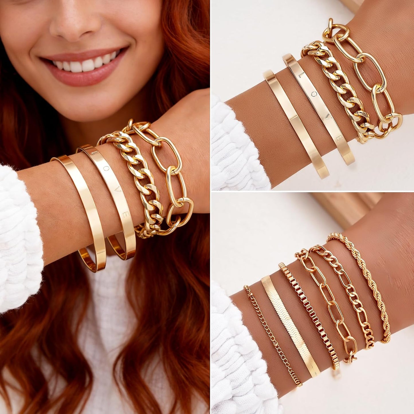FAXHION Juego de joyas de oro para mujer, 68 piezas, con 7 collares...