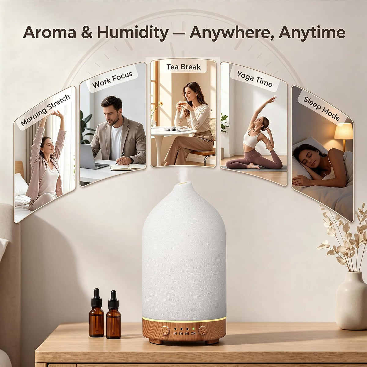 Gooamp Difusor de aceite esencial de cerámica de 6.8 fl oz para el...