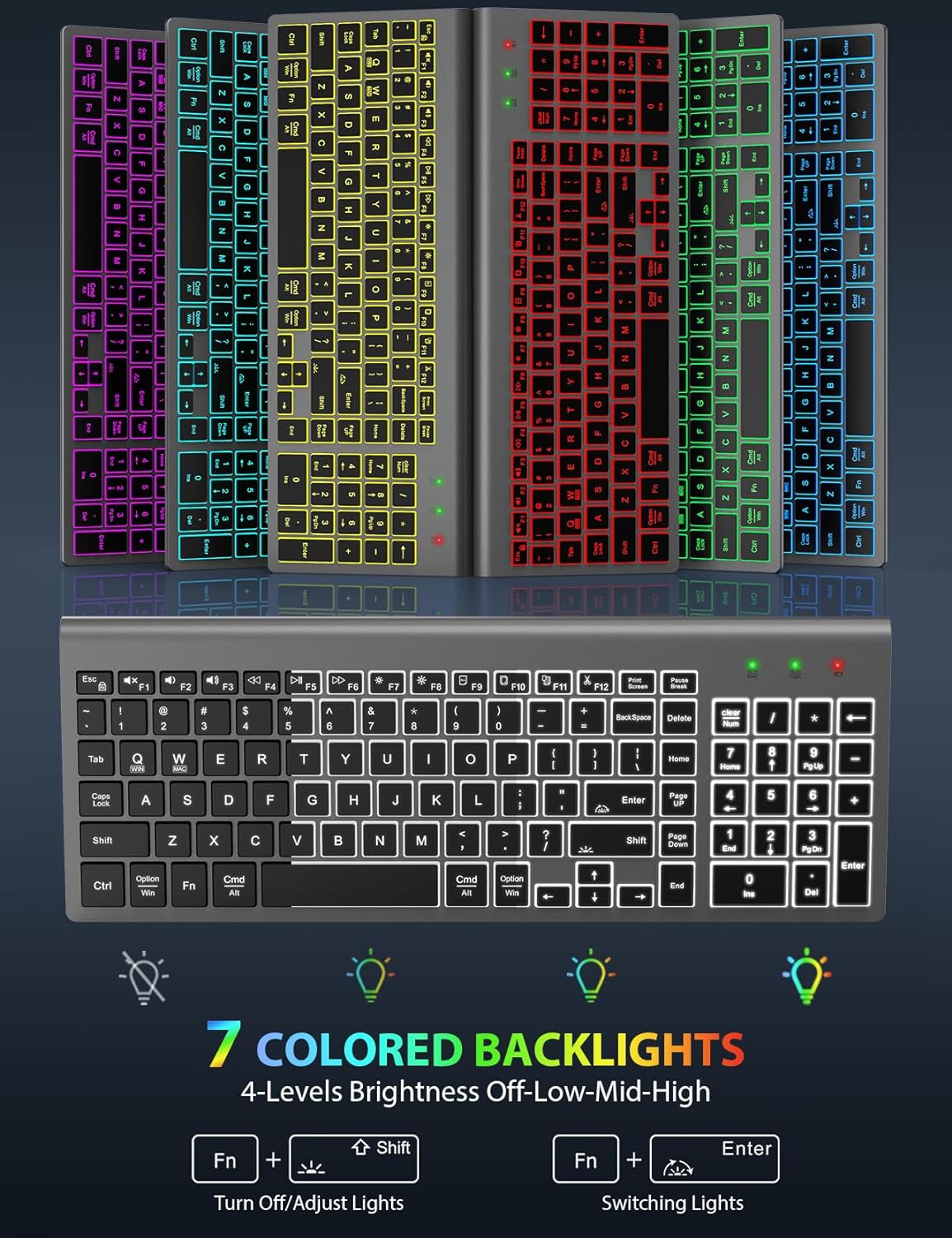 SABLUTE Combo de Teclado y Ratón Inalámbrico con Retroiluminación -...