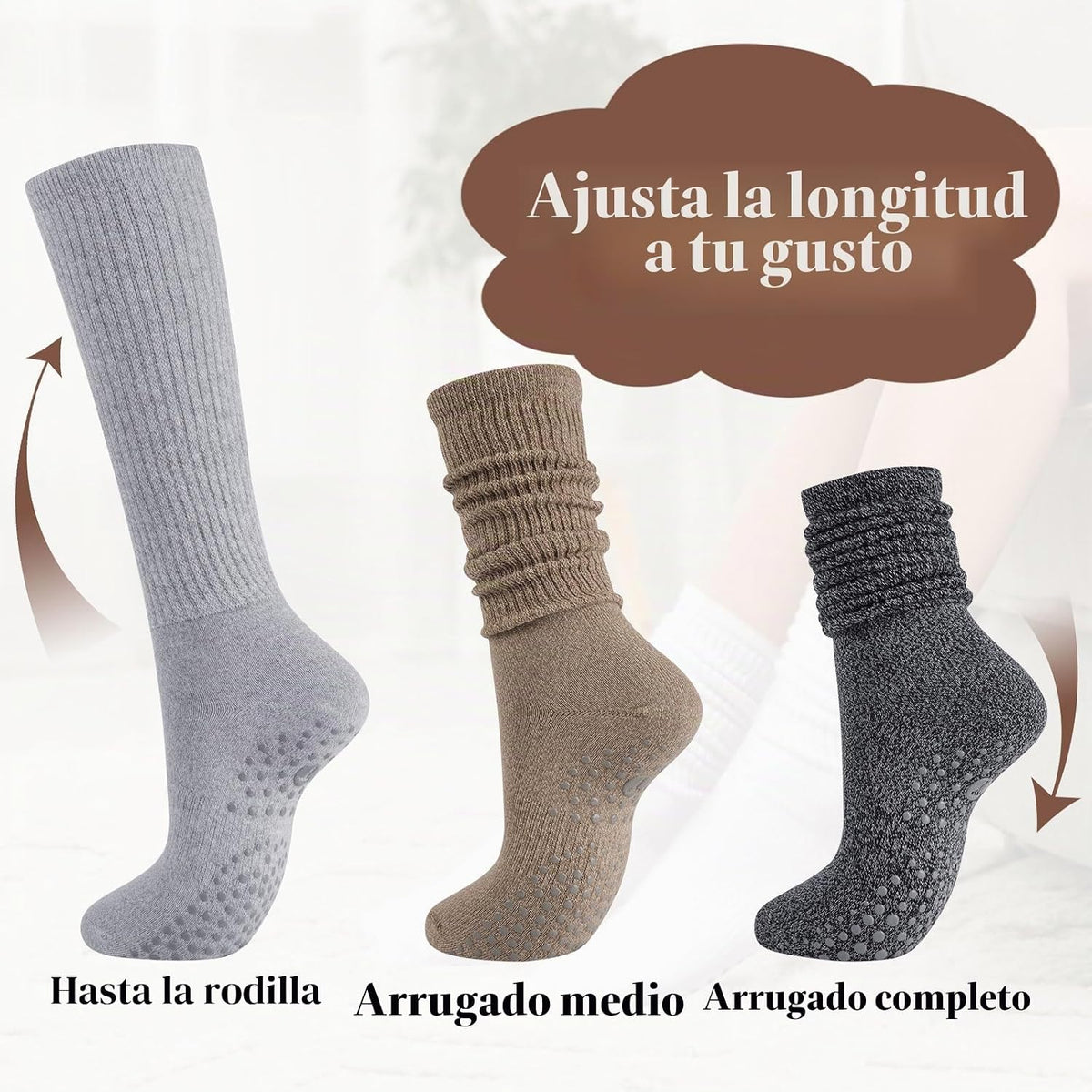 Calcetines de agarre para pilates para mujer, calcetines de yoga co...