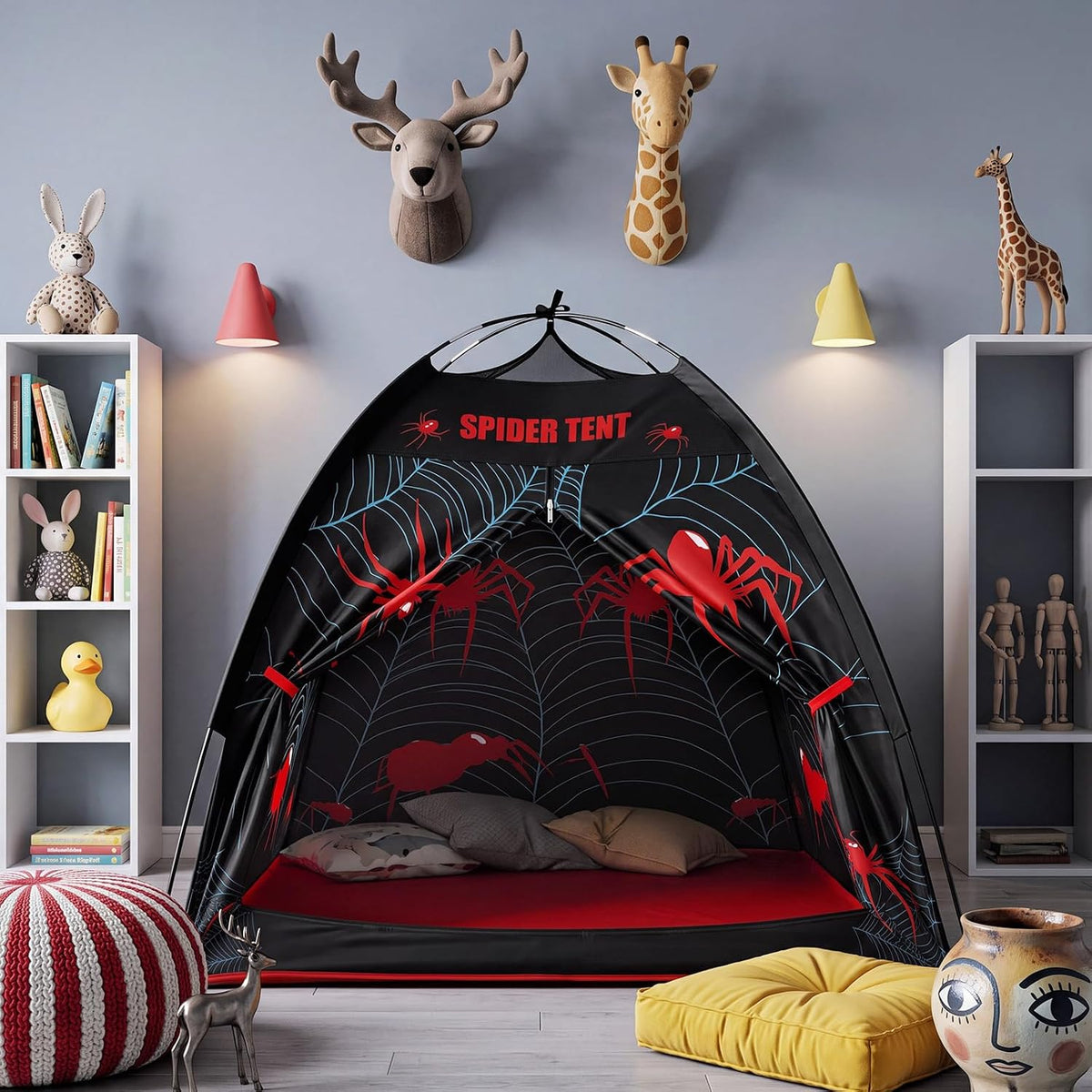 Yoojahow Tienda de campaña con temática de araña para adultos, casa...
