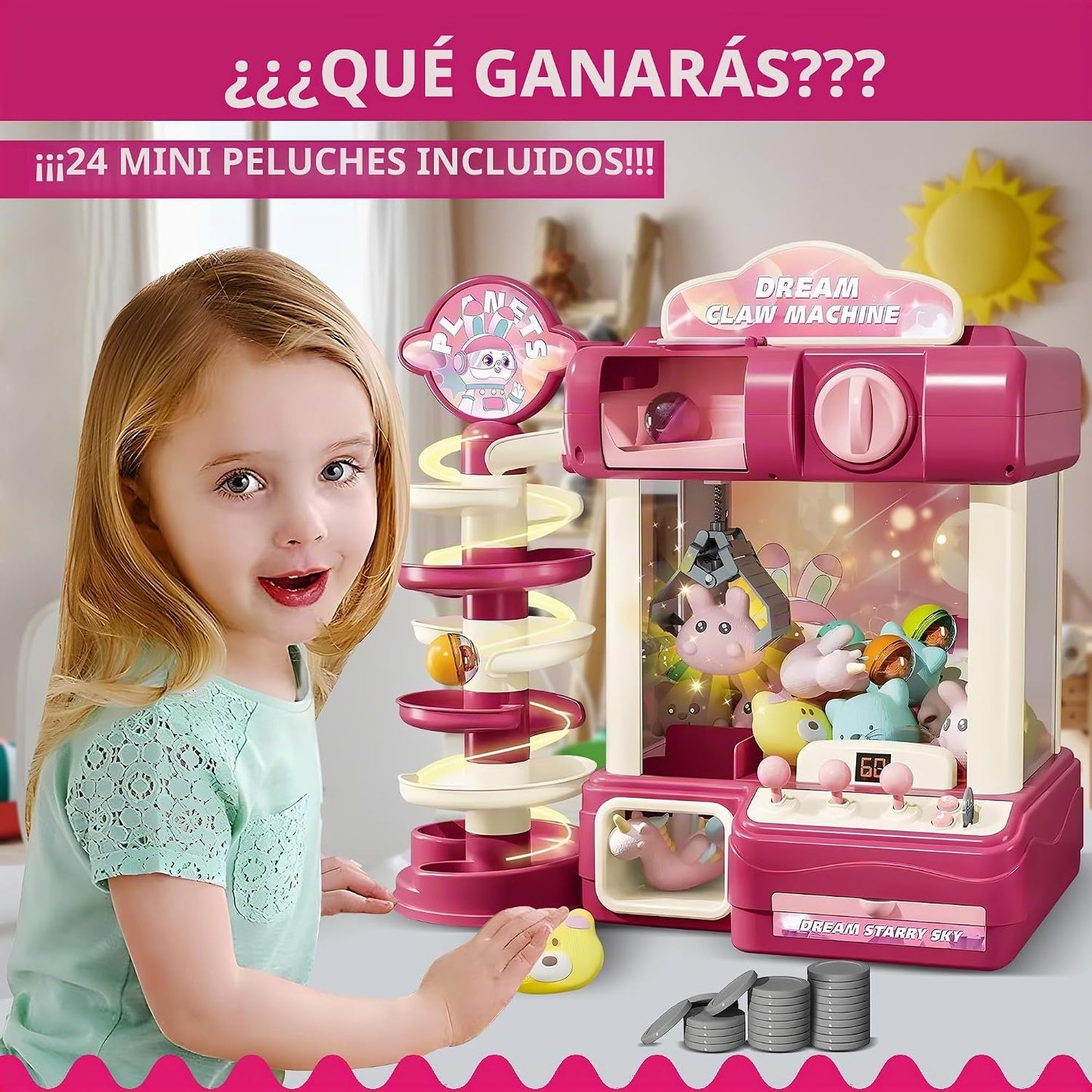 Máquina de garras para niños, mini máquina expendedora con luces de...