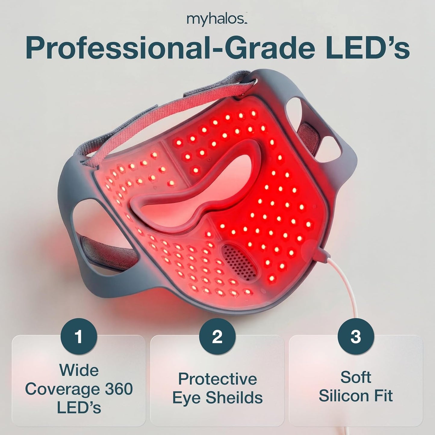 myhalos® Máscara Facial de Terapia de Luz Roja - Dispositivo de Ter...