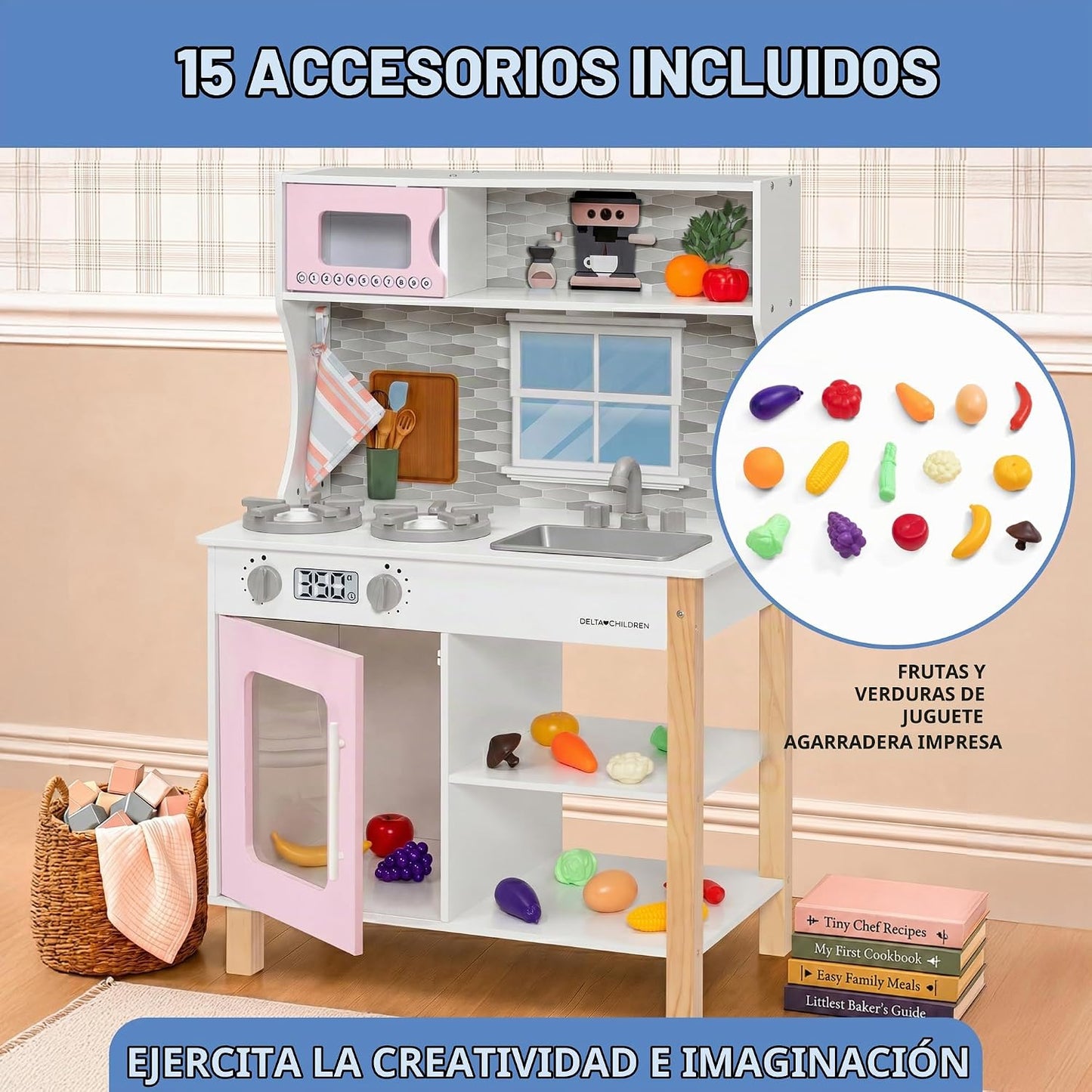 Delta Children Tiny Chef Play Kitchen - Juego de cocina de juguete...