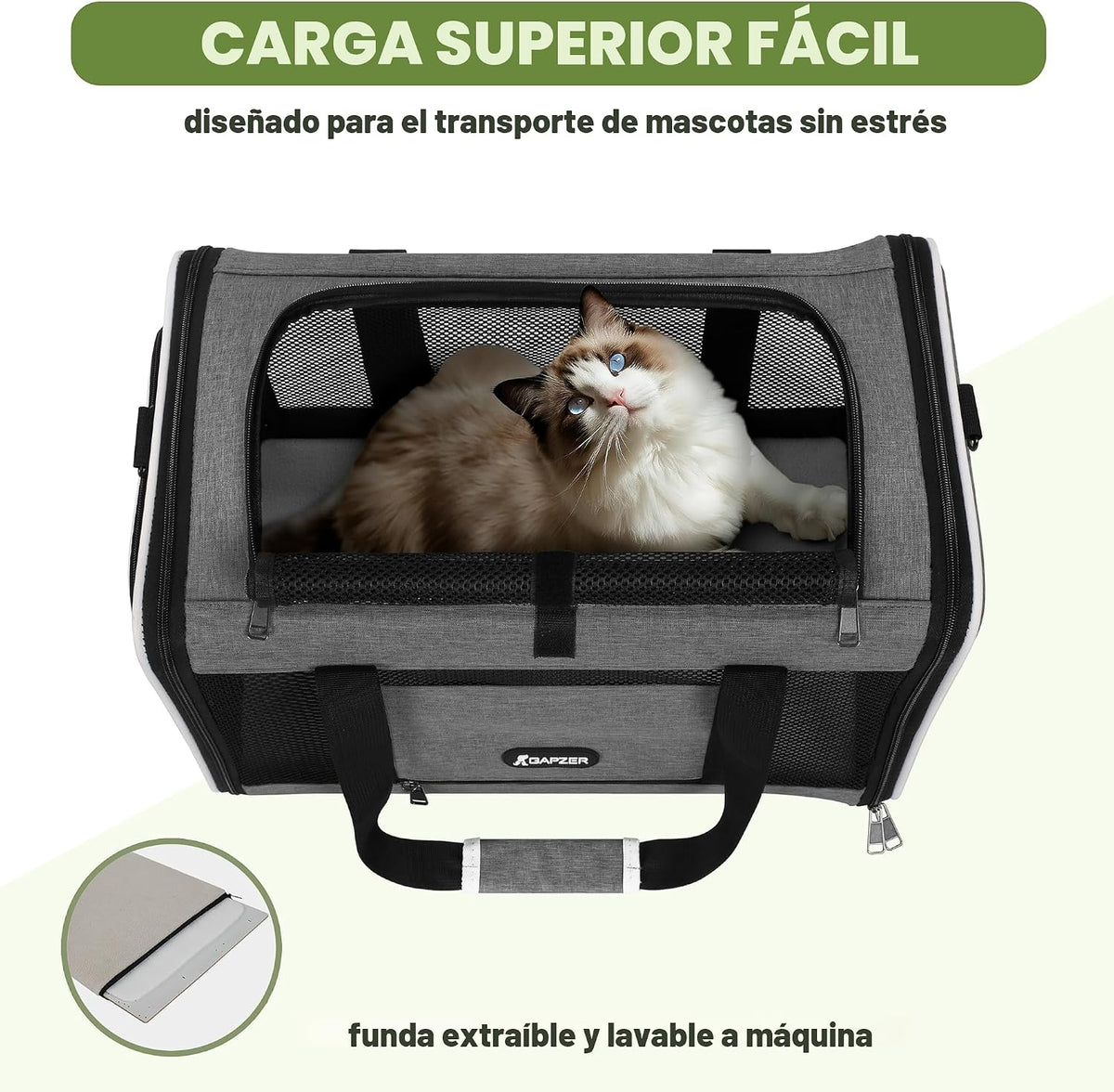 GAPZER - Transportador para gatos de 18 x 11 x 11 pulgadas, carga s...