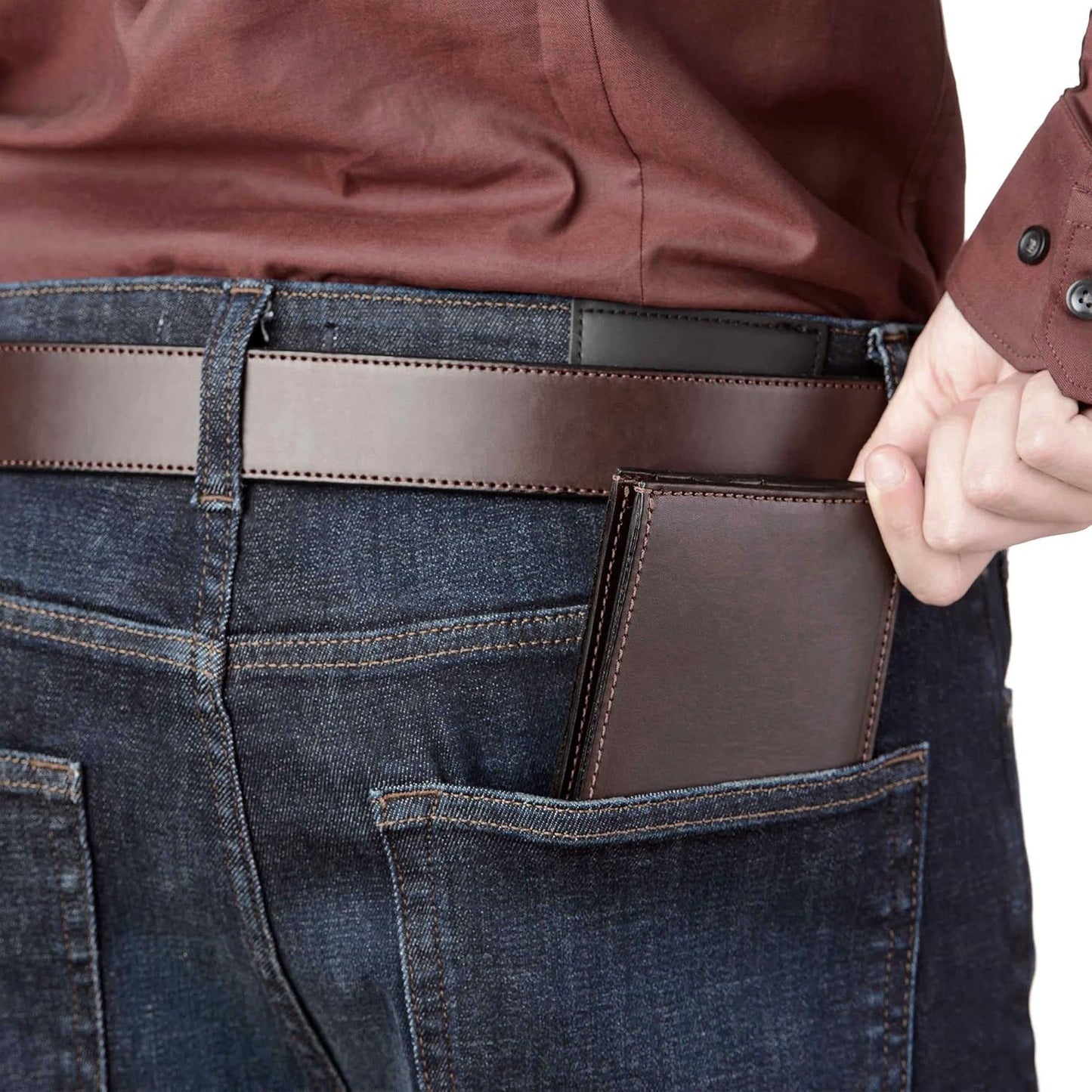 Billetera plegable de cuero de grano completo premium para hombre,...