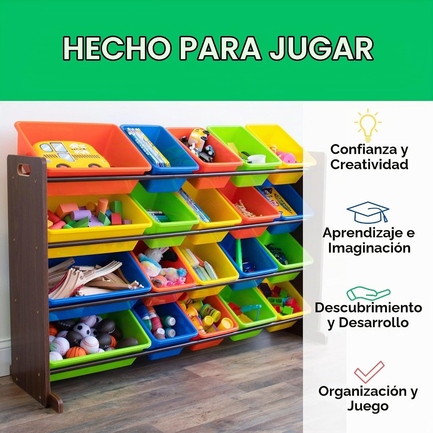 Humble Crew Organizador de juguetes extra grande con 20 contenedore...