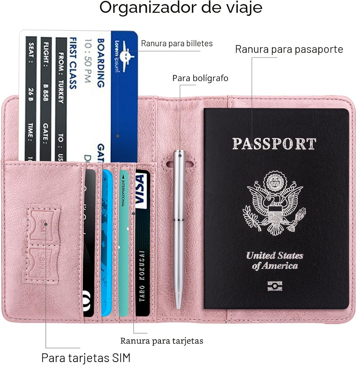 Walnew RFID - Funda para pasaporte, E-oro rosa), PASSPORT-1 | Funda...