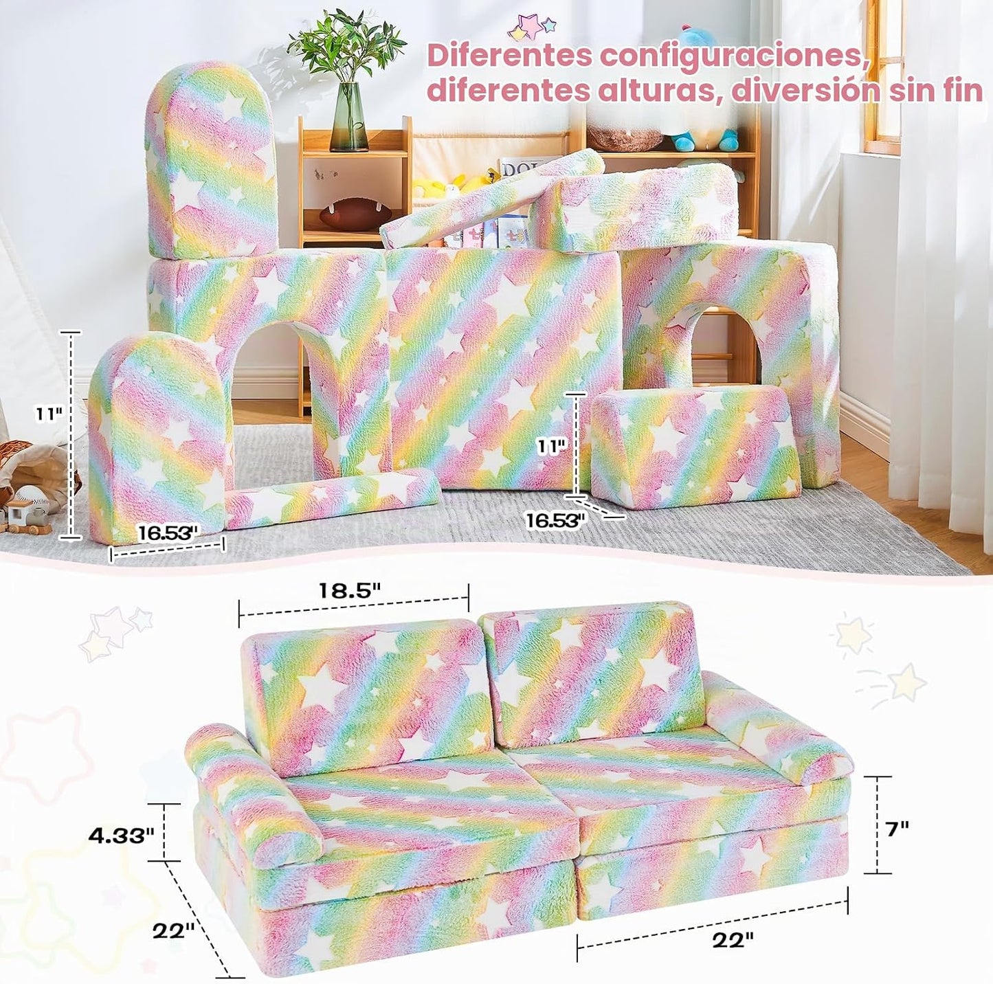 IFNOW Sofá Modular para Niños, Sofá para Niños Pequeños, Sofá Secci...