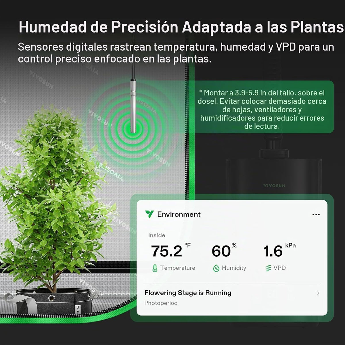 VIVOSUN AeroStream H05 Humidificador inteligente Wi-Fi, humidificad...