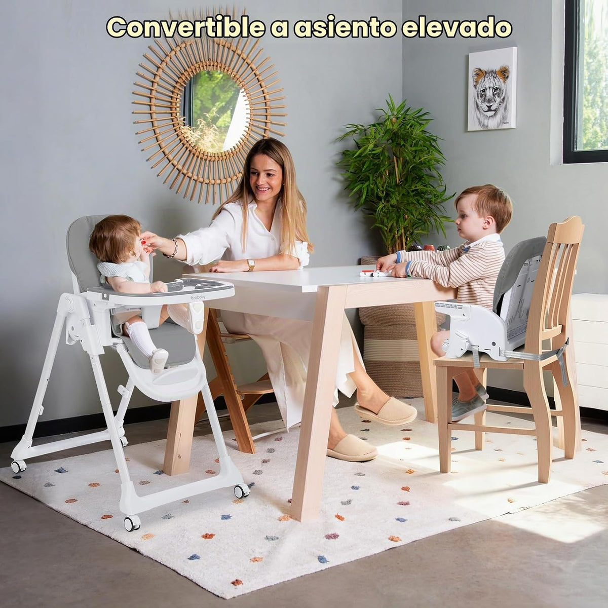 Ezebaby Silla alta plegable para bebé, sillas altas convertibles 3...