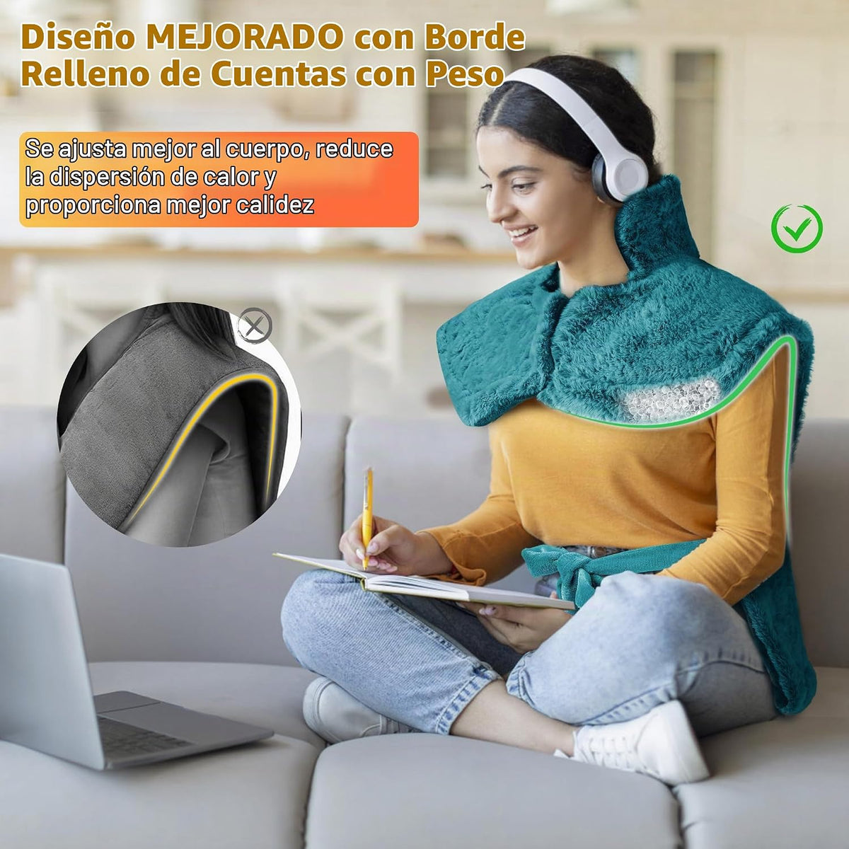 Almohadilla térmica de masaje para cuello, hombros y espalda, almoh...