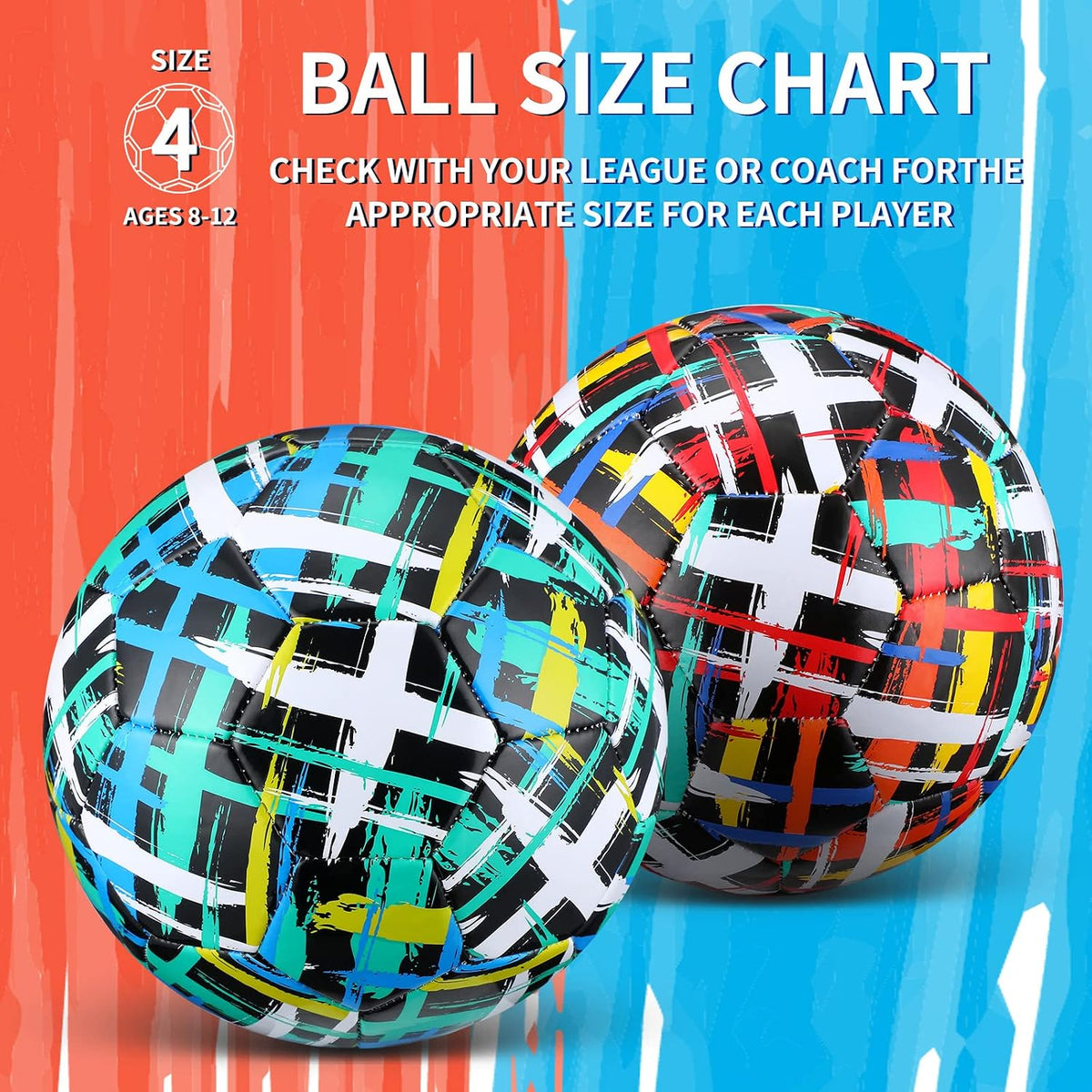 HyDren 2 pelotas de fútbol con inflador, tamaño oficial 4\/5, pelot...