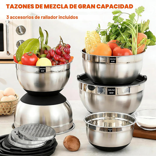 Umite Chef, 26 piezas de juego de cuencos de acero inoxidable con t...