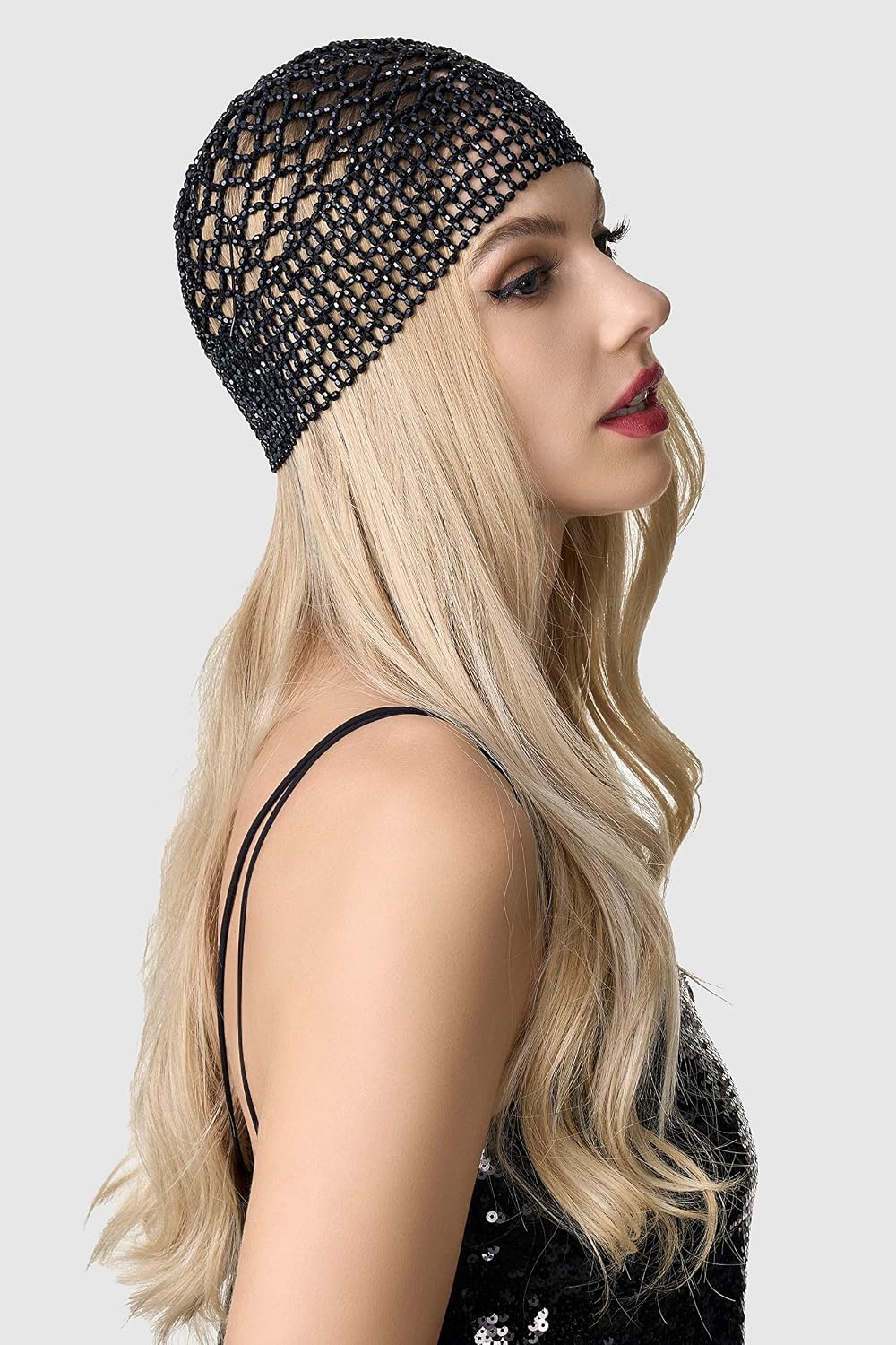 BABEYOND Gorra con cuentas de los años 20, para danza del vientre,...