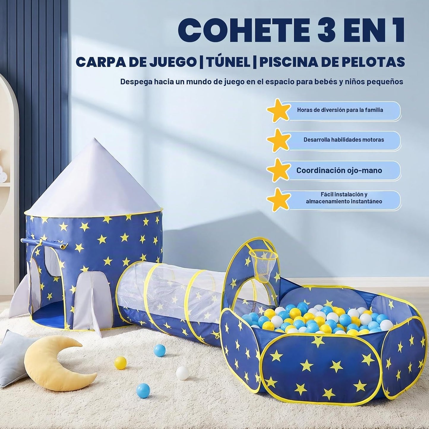 PigPigPen Tienda de campaña de 3 piezas para niños con hoyo de bola...