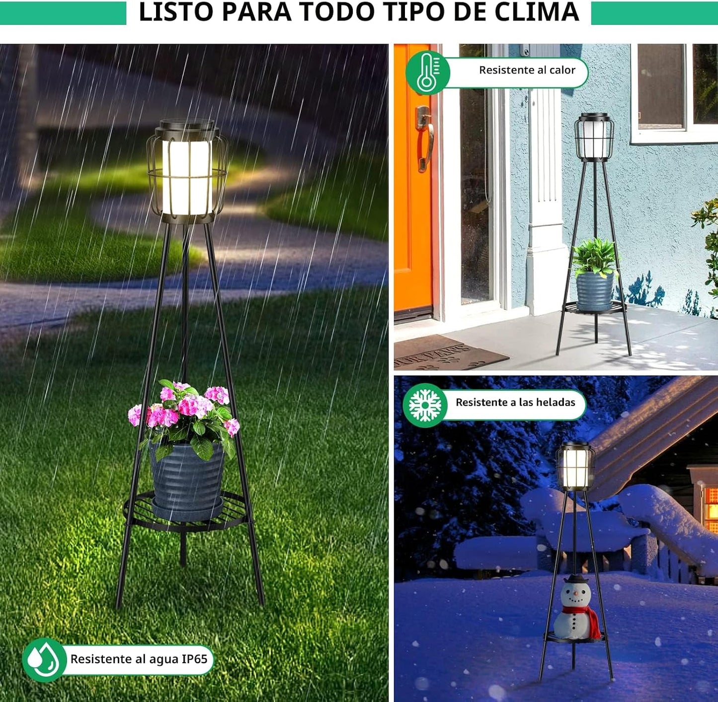 VISFLAIR Paquete de 2 luces solares con soporte para plantas, lámpa...