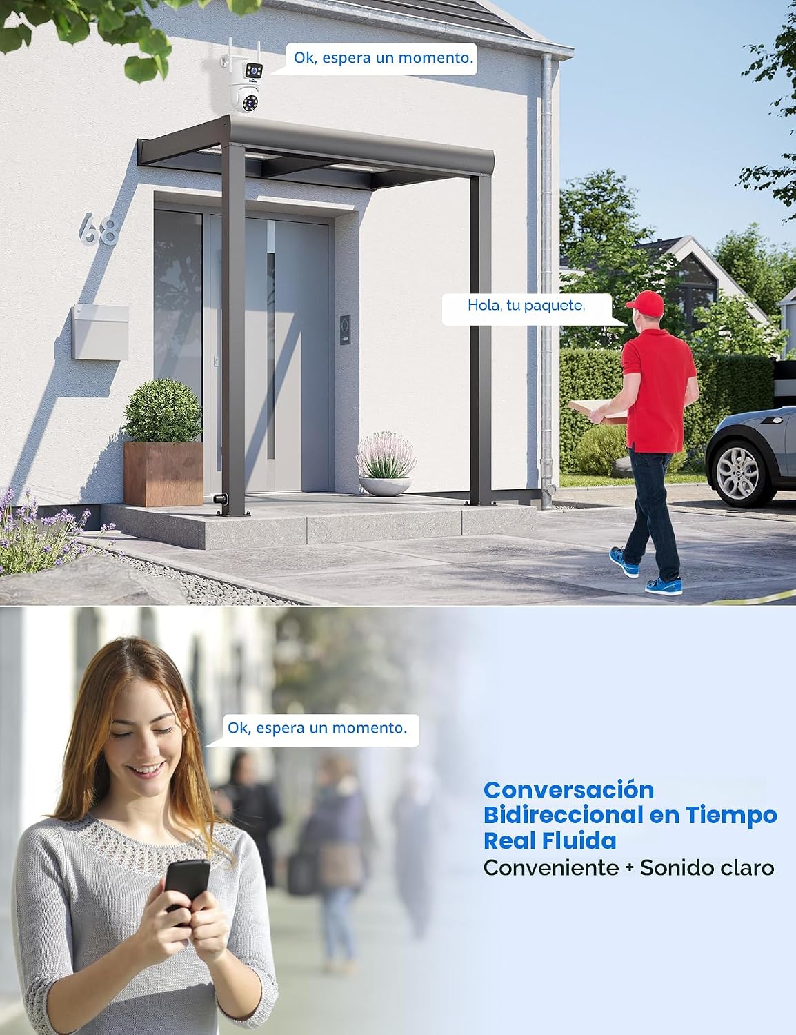 Hiseeu - Cámara de seguridad inalámbrica, WiFi 5G\/2.4G, vista de l...