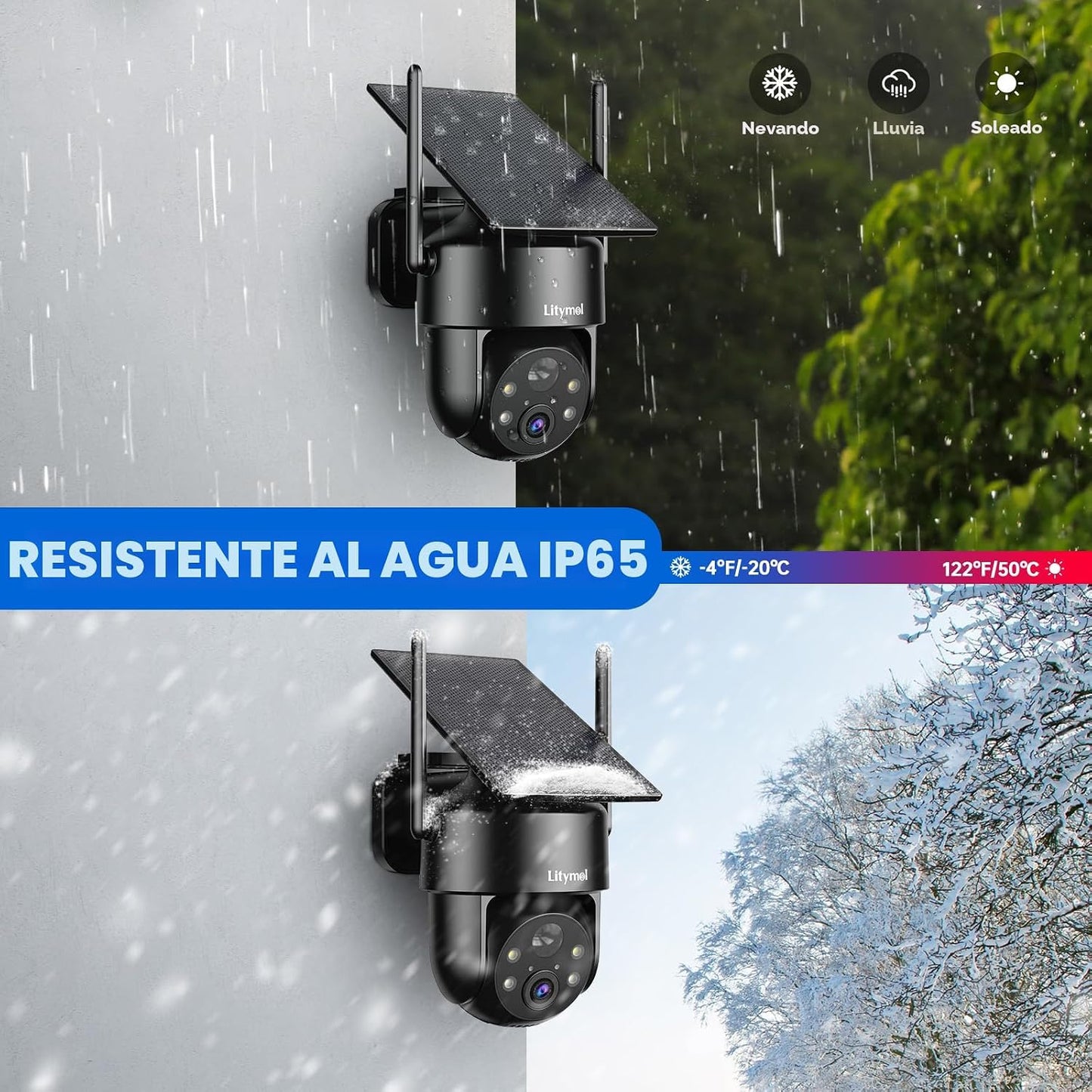 LITYMOL Cámaras de seguridad WiFi 2K 2.4g inalámbricas para exterio...