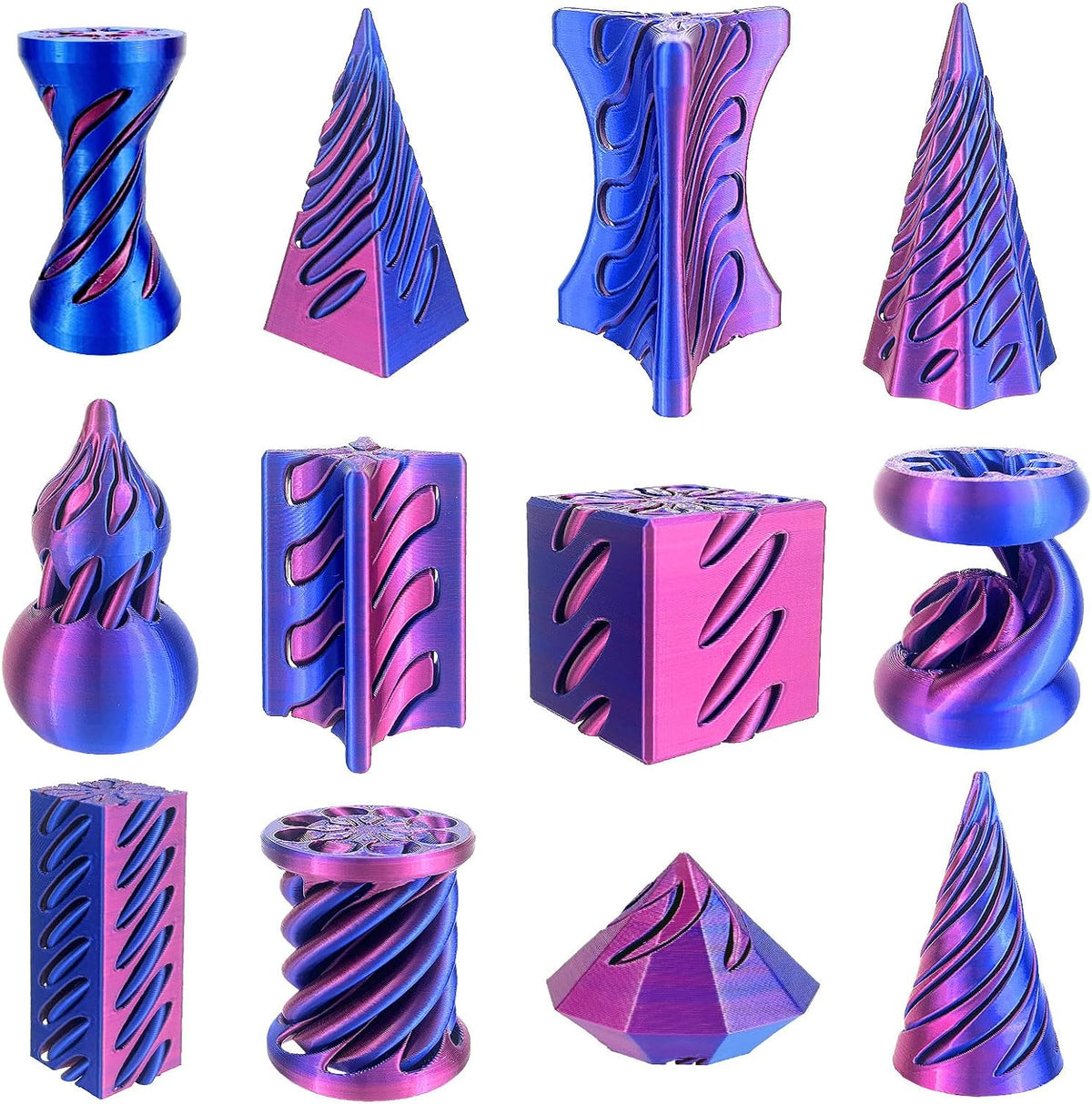 12pcs 3D Impreso Espiral Fidget Juguetes, Imposible Pasar A Través...