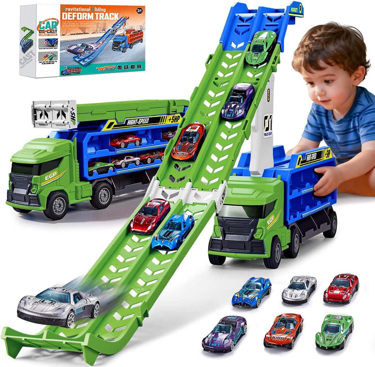 Camión de carreras de juguete para niños de 3, 4, 5, 6 años, camión...