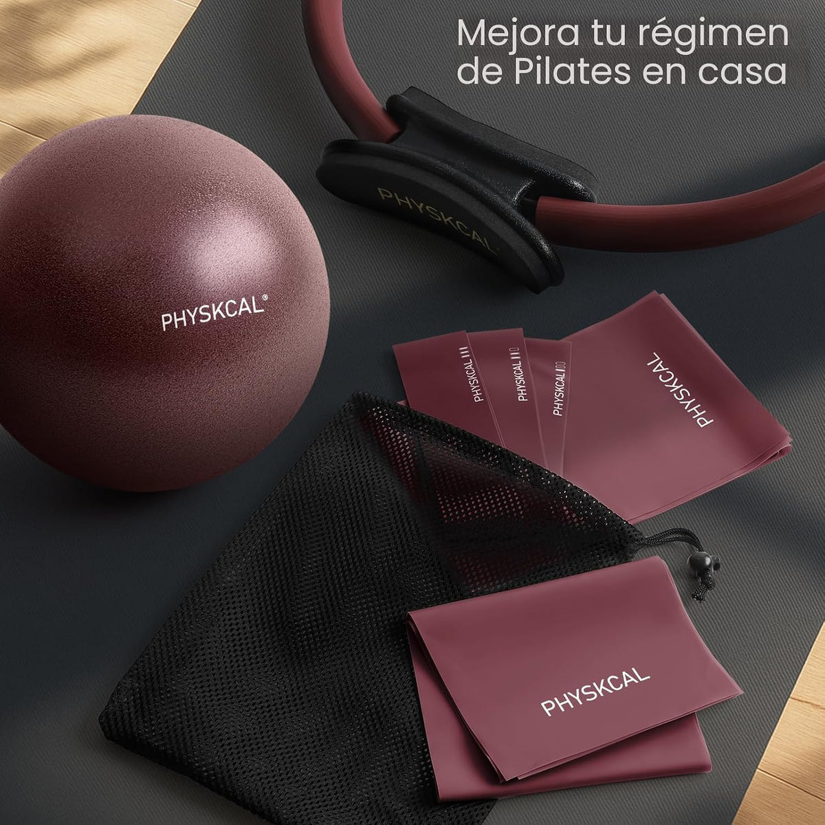 Kit de Pilates PhysKcal, anillo de pilates de 15 pulgadas con 1 bol...
