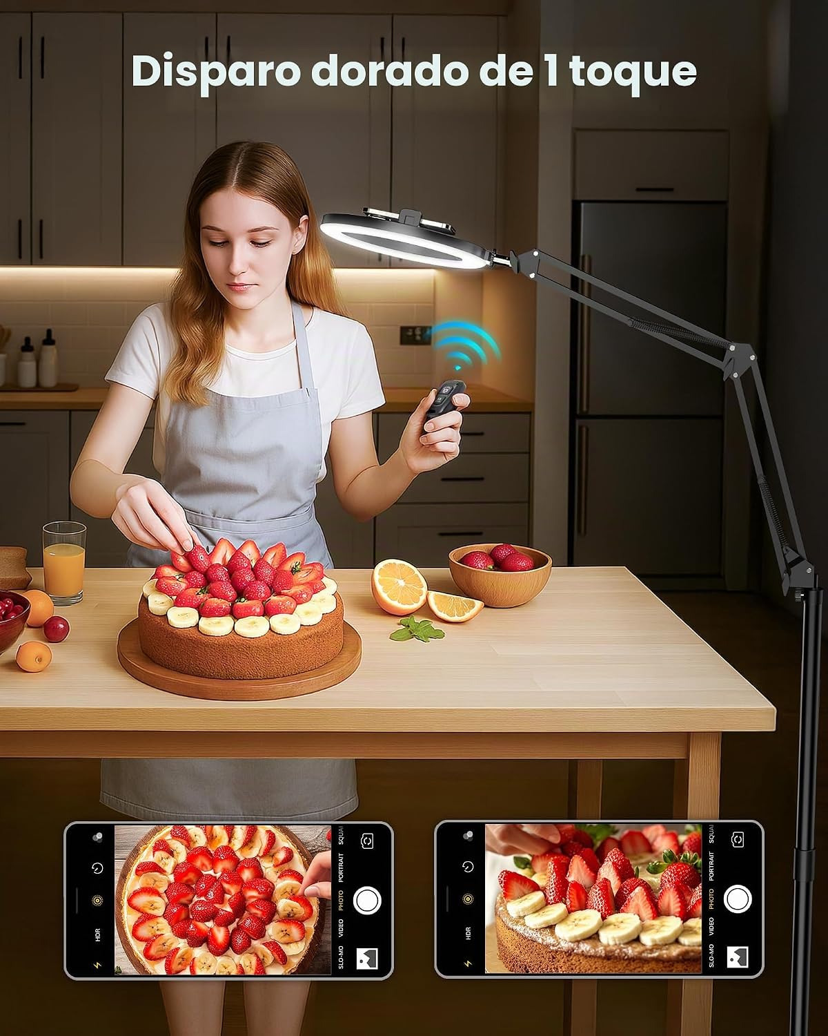 LUXSURE Trípode de Luz de Anillo para iPhone con Luz, Soporte de Cá...
