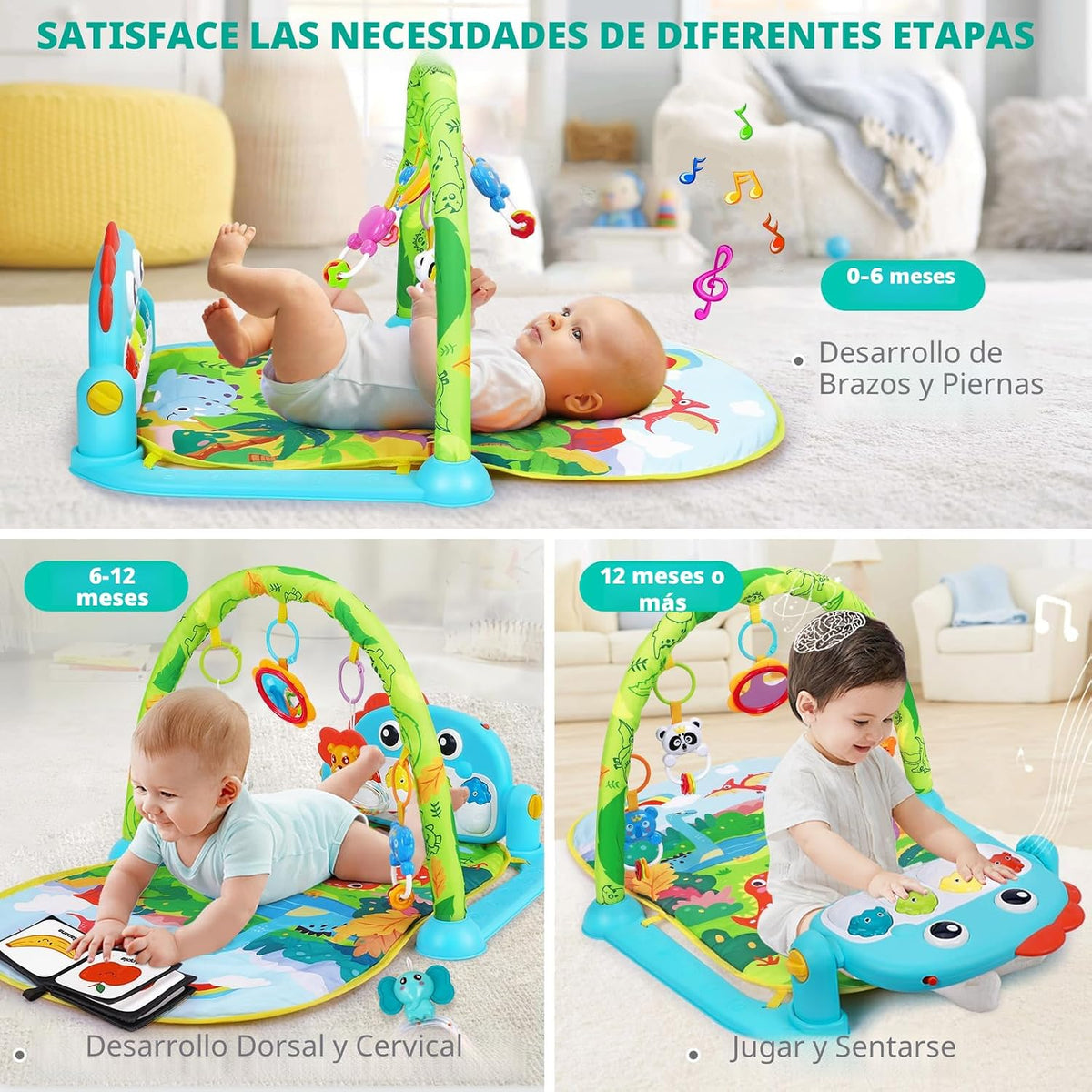 UMIKU - Tapete de juego para bebé, tapete para el tiempo boca abajo...