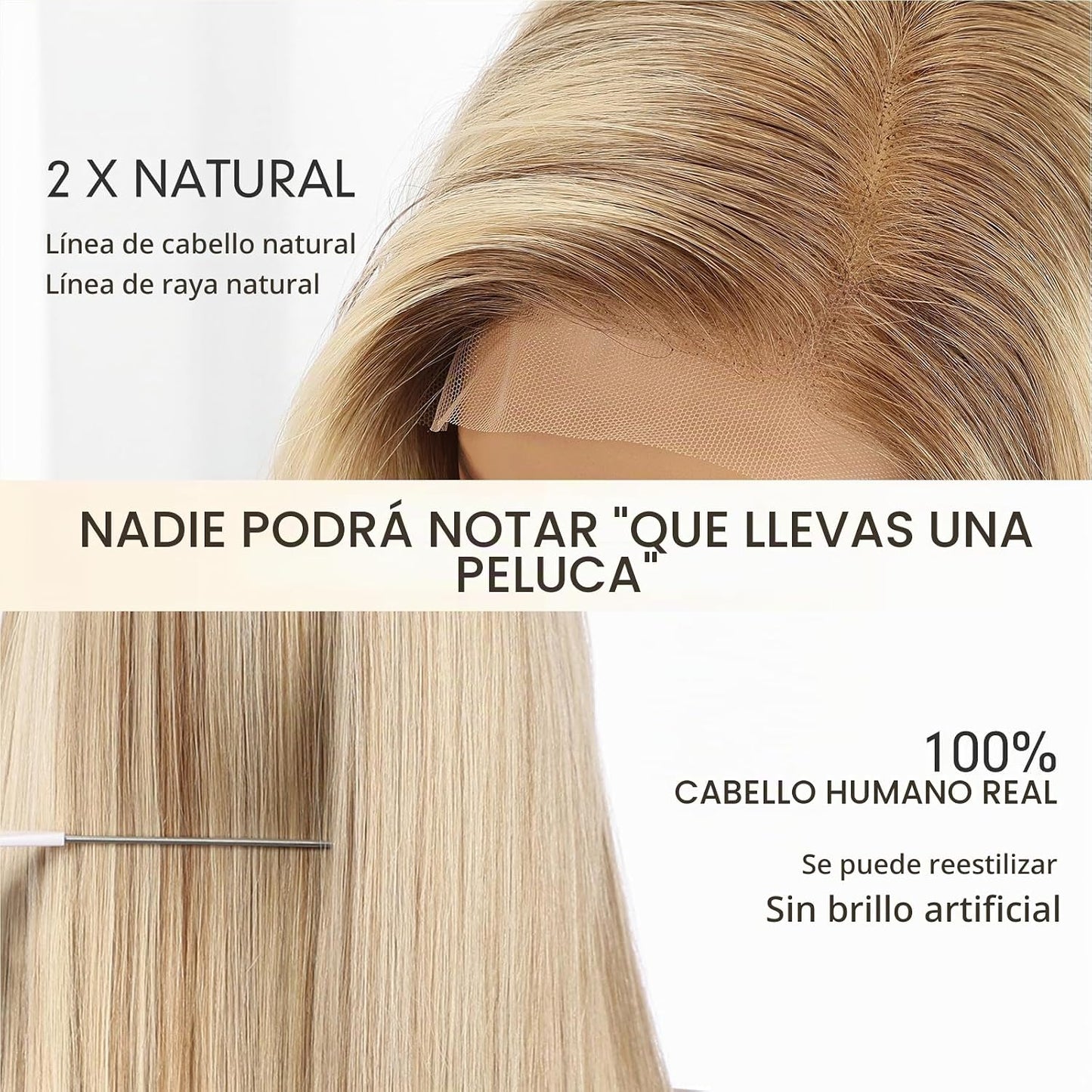 Wear but free KKU Pelucas de cabello 100% humano para mujer, peluca...