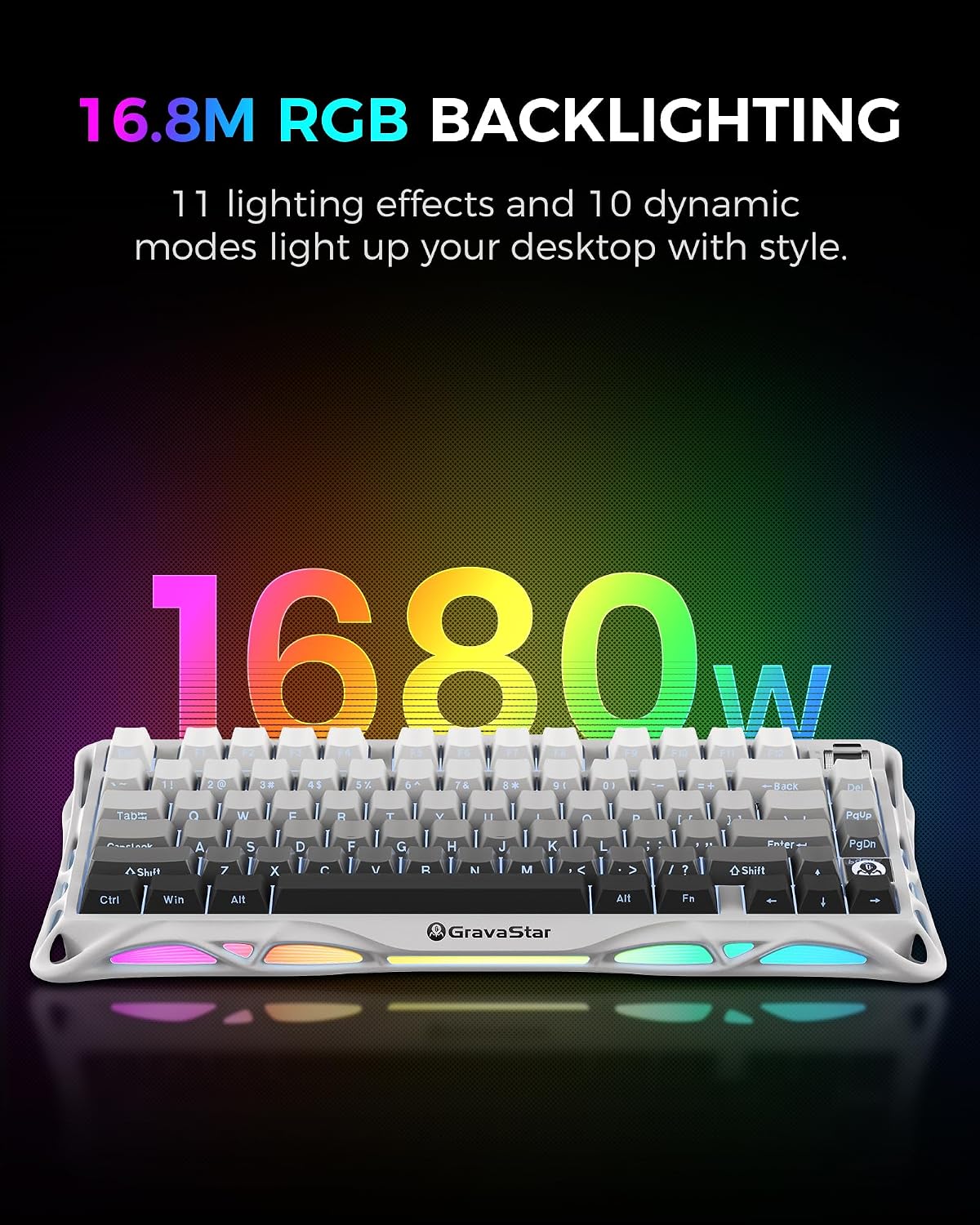 GravaStar Teclado mecánico inalámbrico Mercury K1 75% para juegos,...