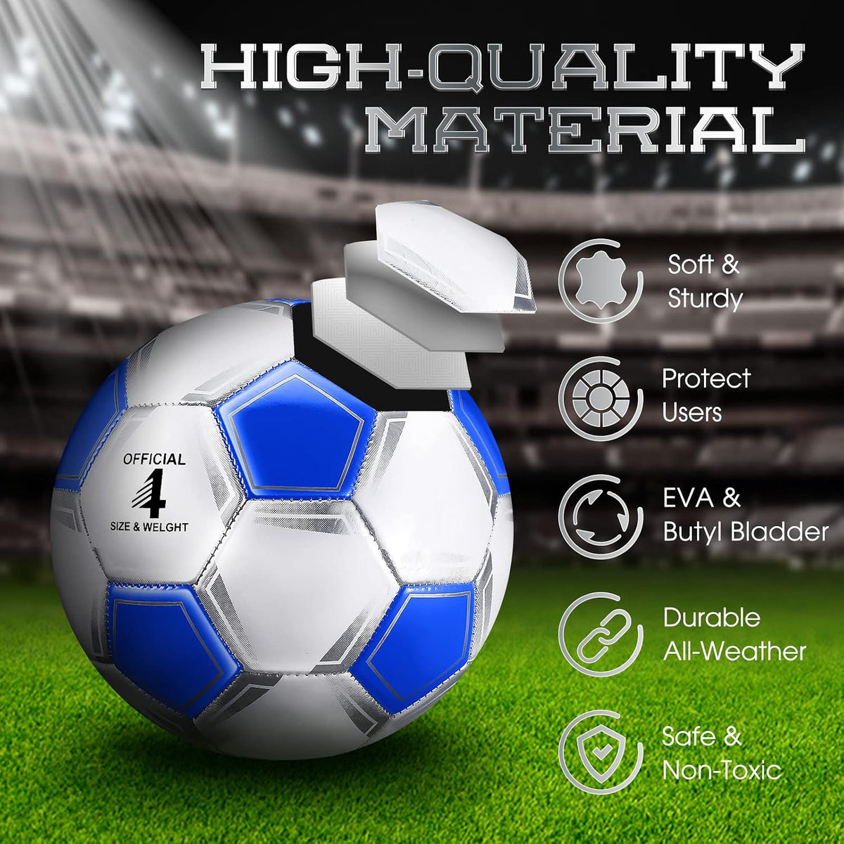 HyDren 2 pelotas de fútbol con inflador, tamaño oficial 4\/5, pelot...