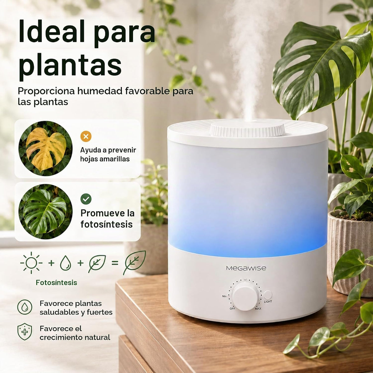 Humidificador Ultrasónico de Vapor Frío MegaWise SK7620 - Capacidad...